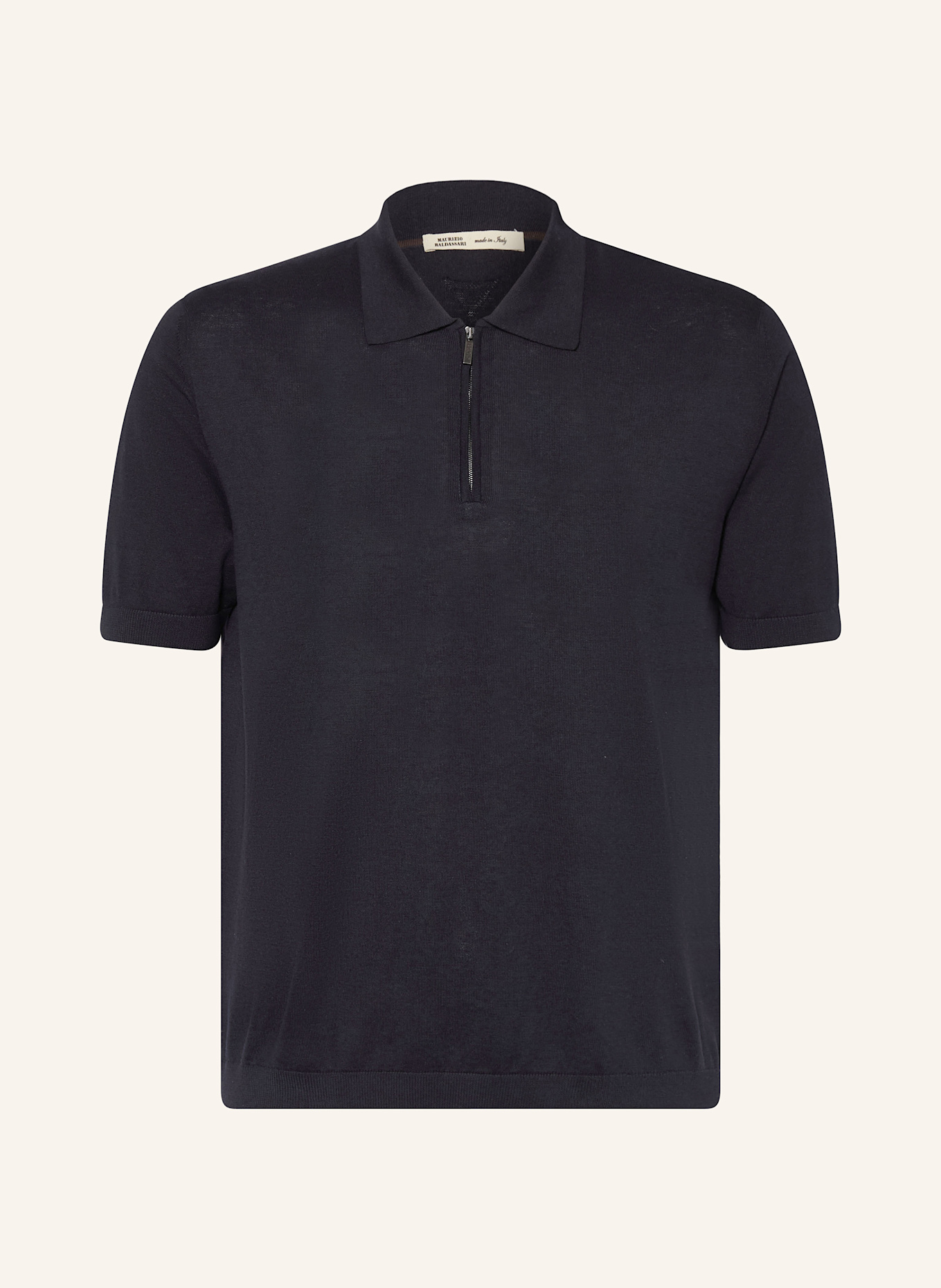 MAURIZIO  BALDASSARI Úpletová polokošile s hedvábím: TMAVĚ MODRÁ