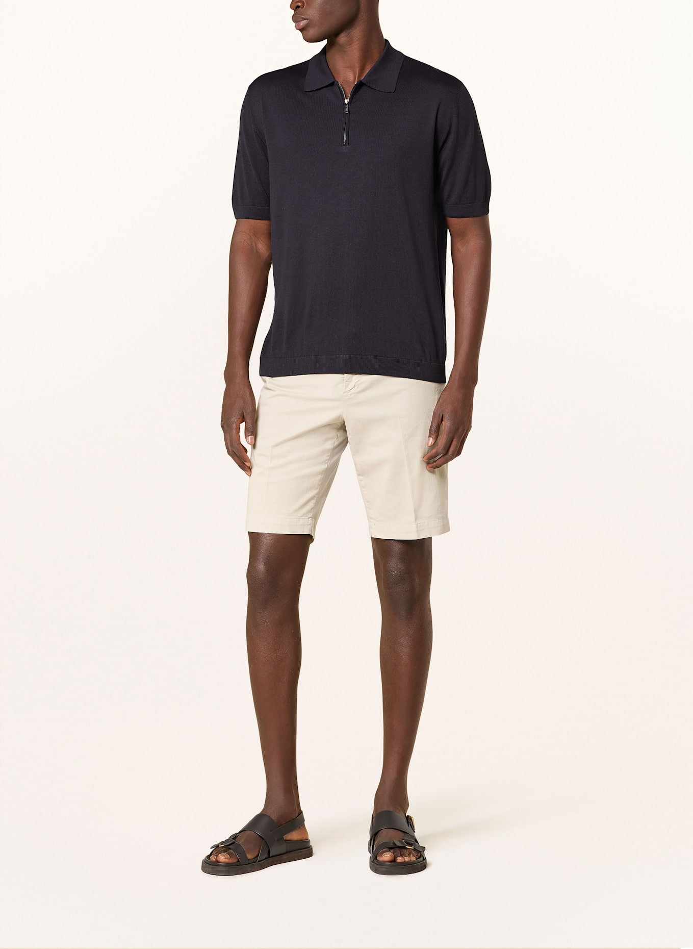 MAURIZIO  BALDASSARI Úpletová polokošile s hedvábím: TMAVĚ MODRÁ