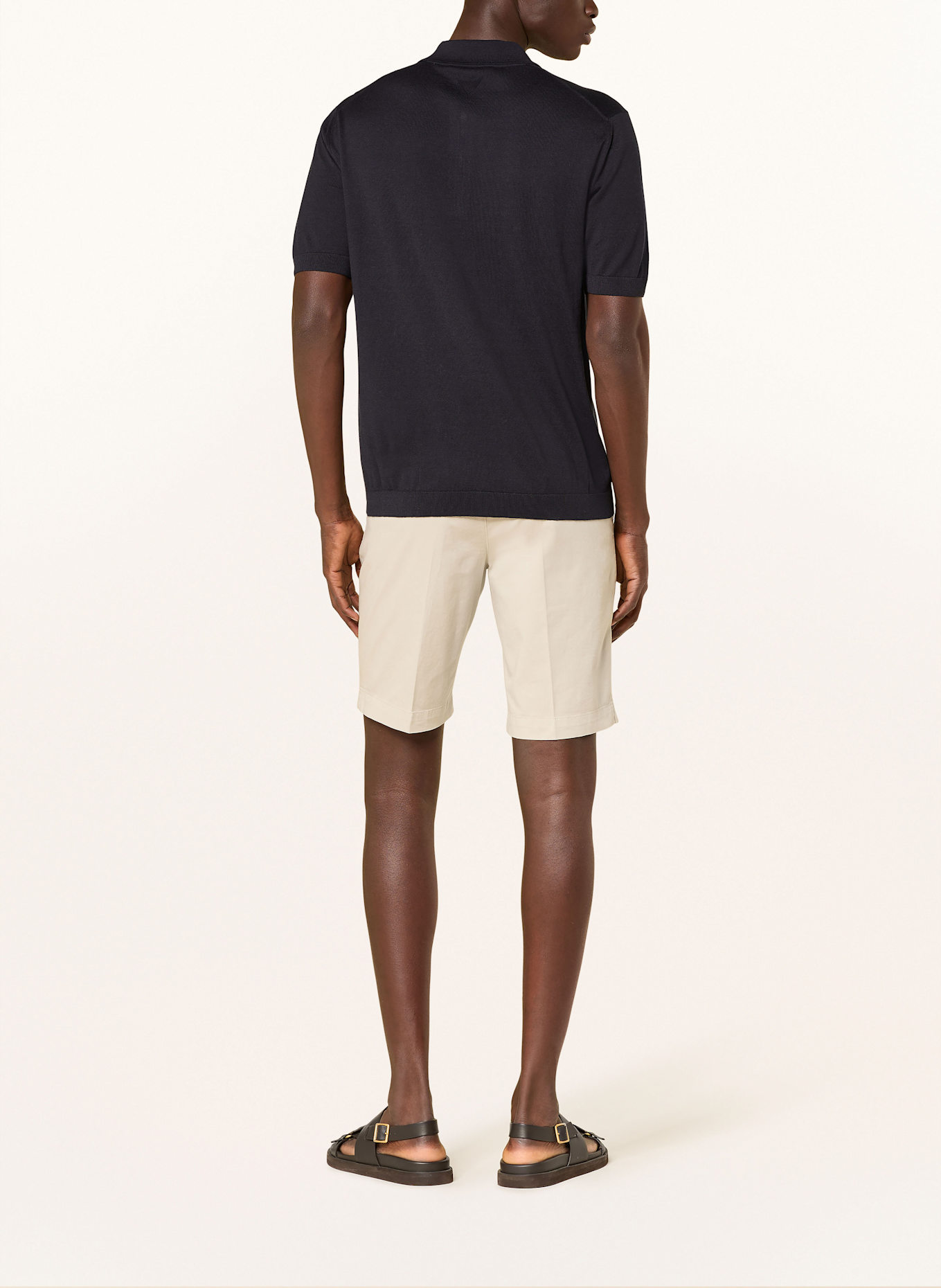 MAURIZIO  BALDASSARI Úpletová polokošile s hedvábím: TMAVĚ MODRÁ