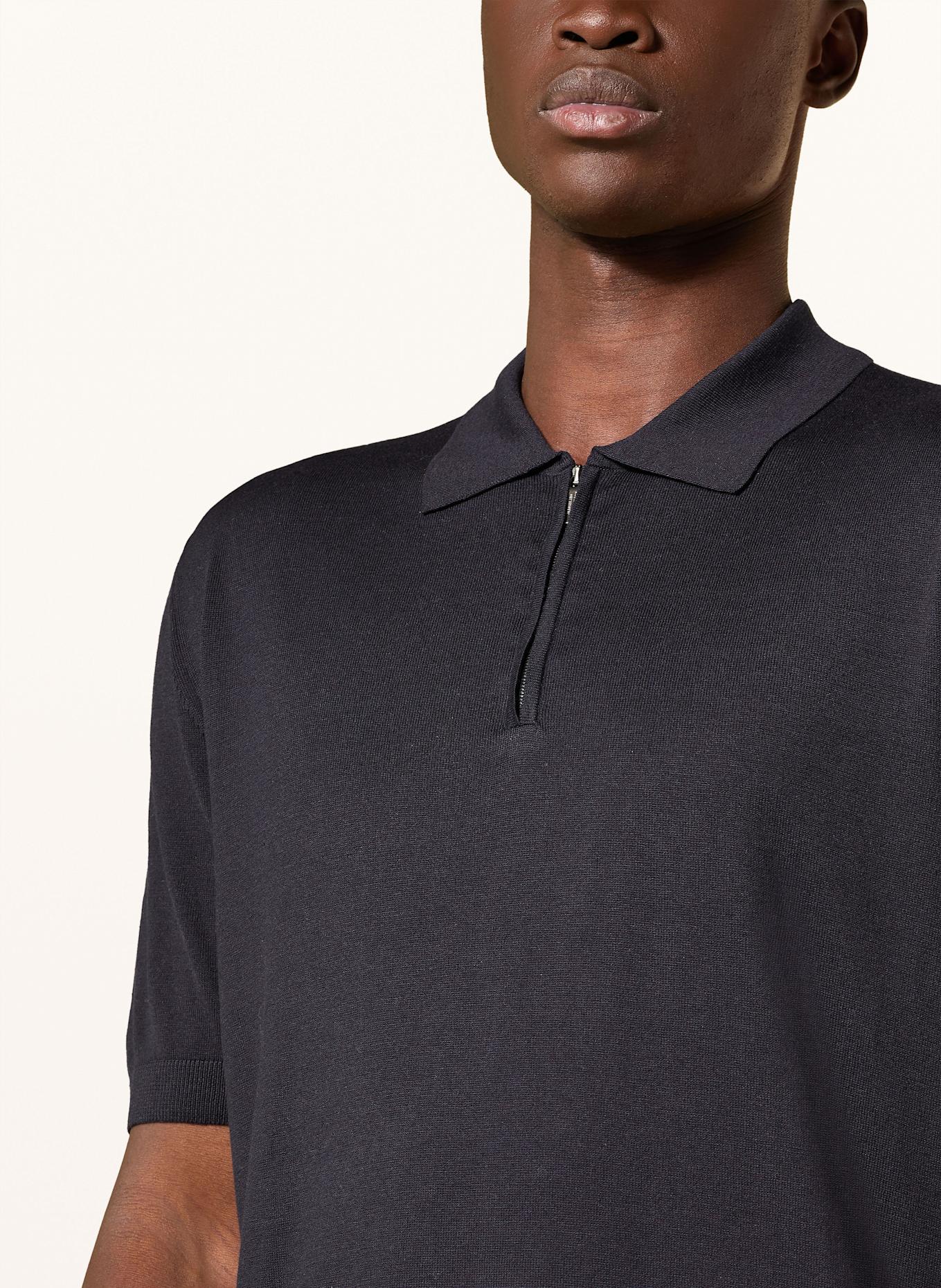 MAURIZIO  BALDASSARI Úpletová polokošile s hedvábím: TMAVĚ MODRÁ