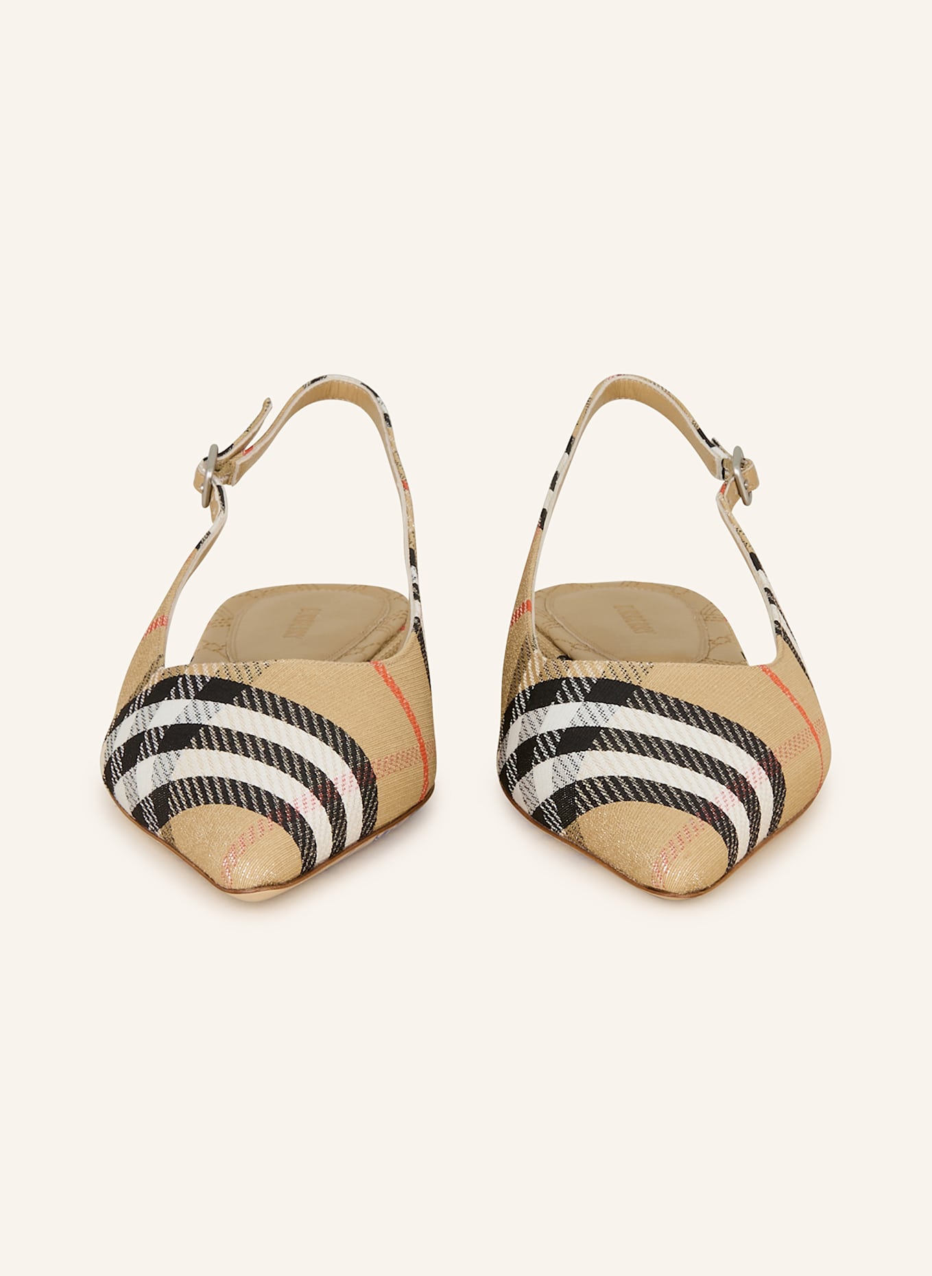 BURBERRY Slingballerinas: BEIGE / SCHWARZ / WEISS