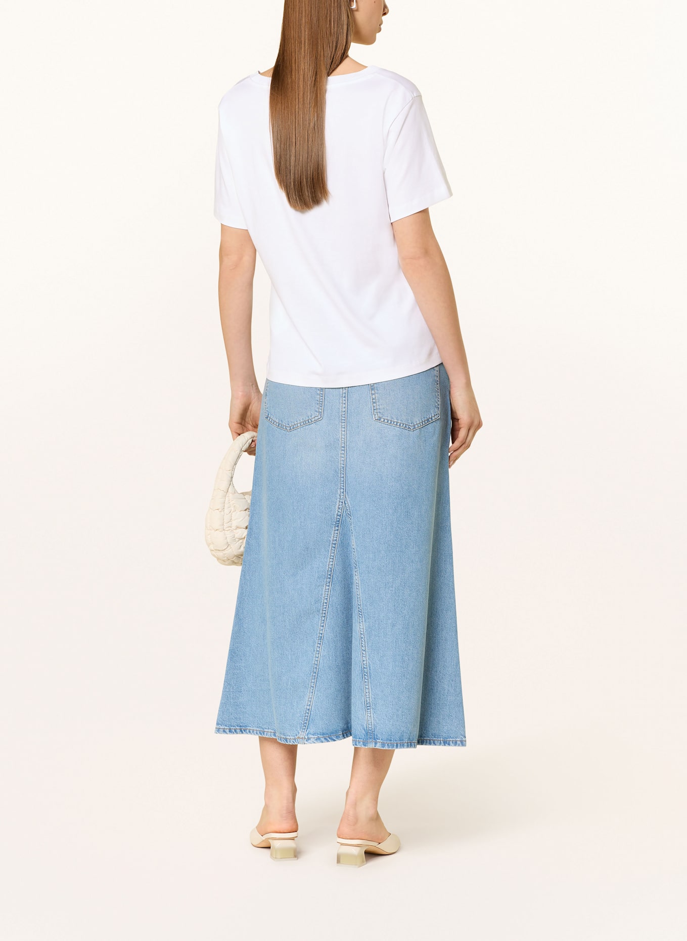 monari T-Shirt mit Schmucksteinen: WEISS/ HELLBLAU/ BRAUN