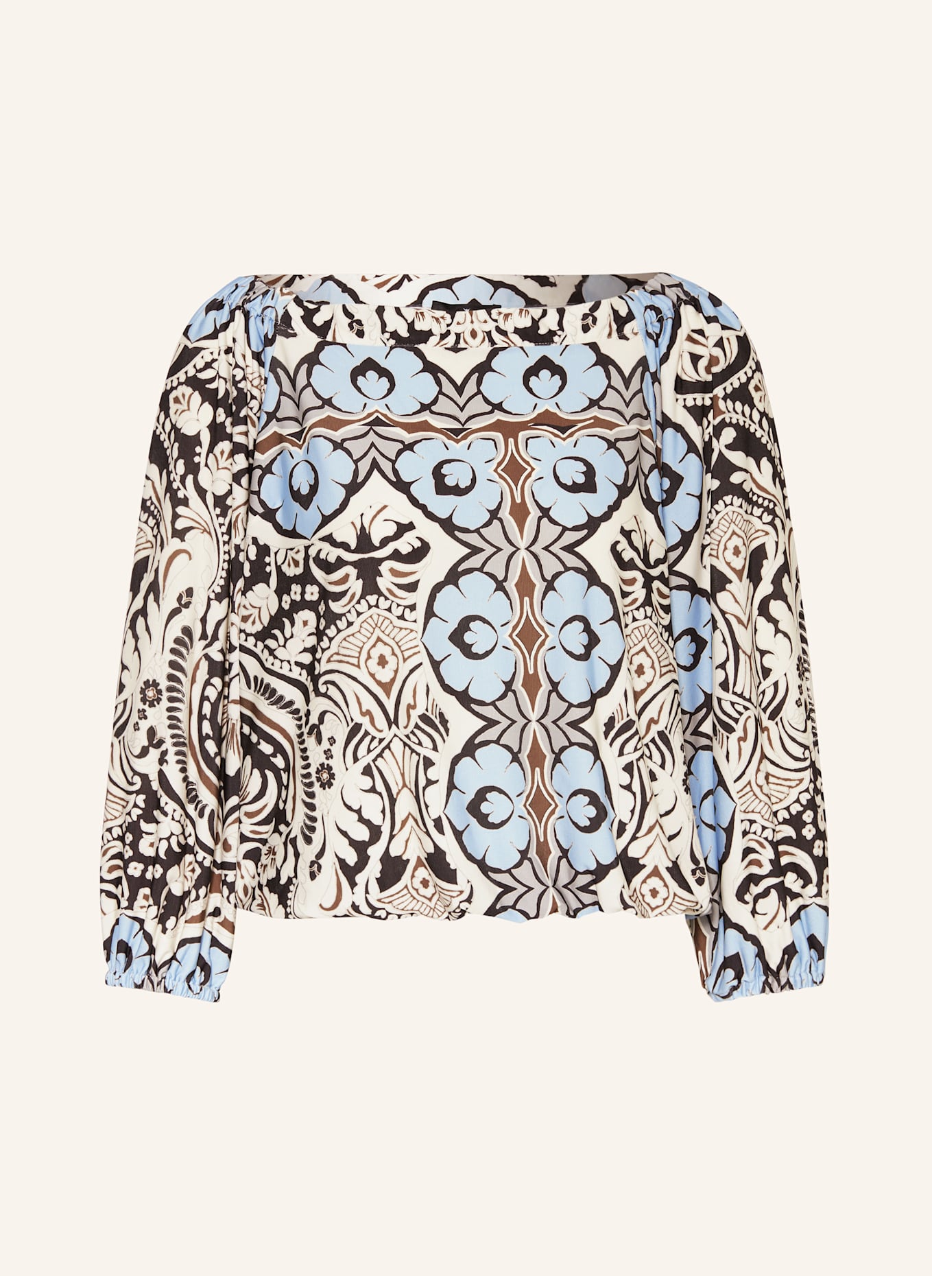 monari Blusenshirt mit 3/4-Arm: HELLBLAU/ SCHWARZ/ CREME