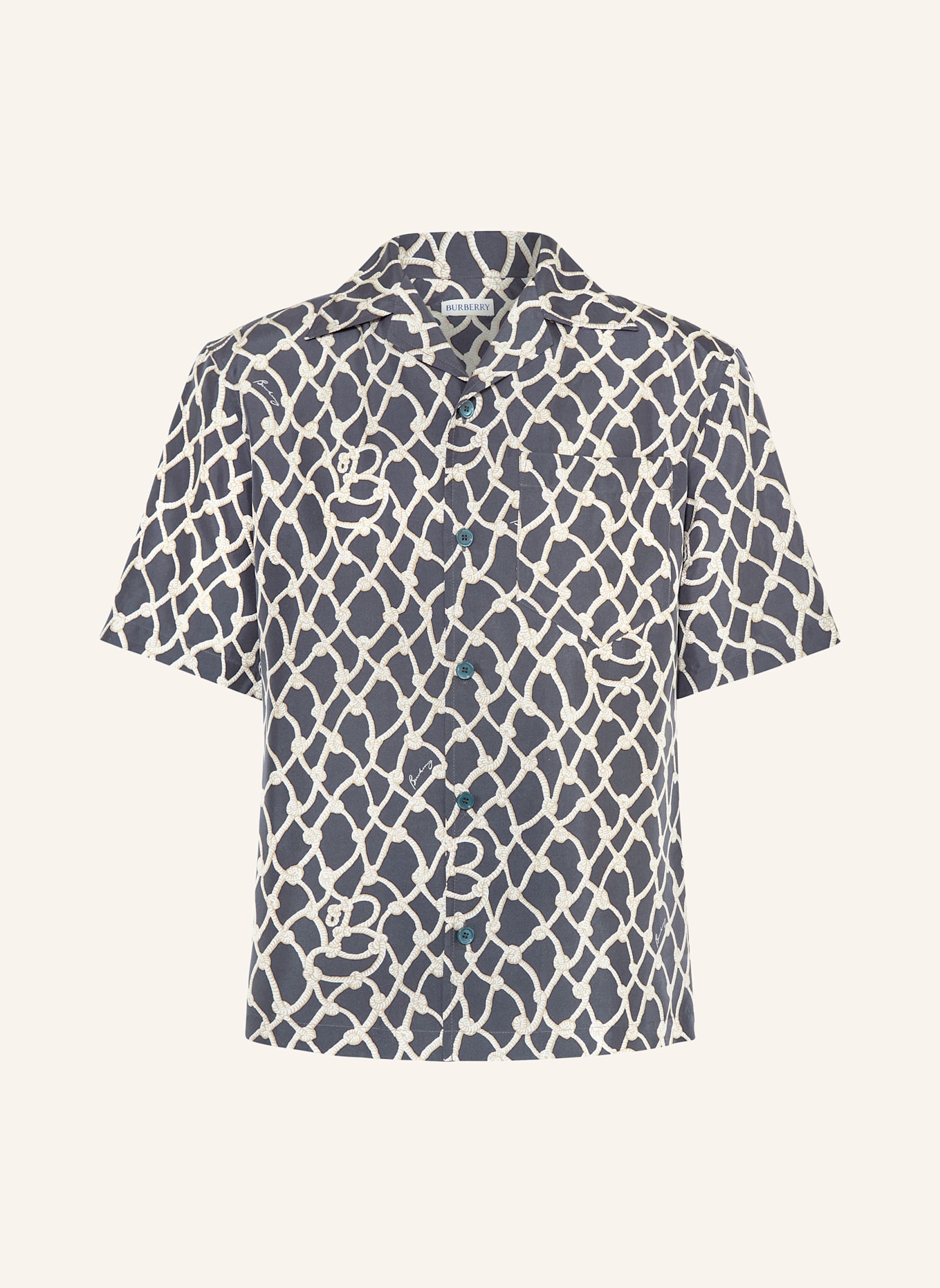BURBERRY Koszula z klapami comfort fit z jedwabiu: GRANATOWY/ BIAŁY/ SZARY
