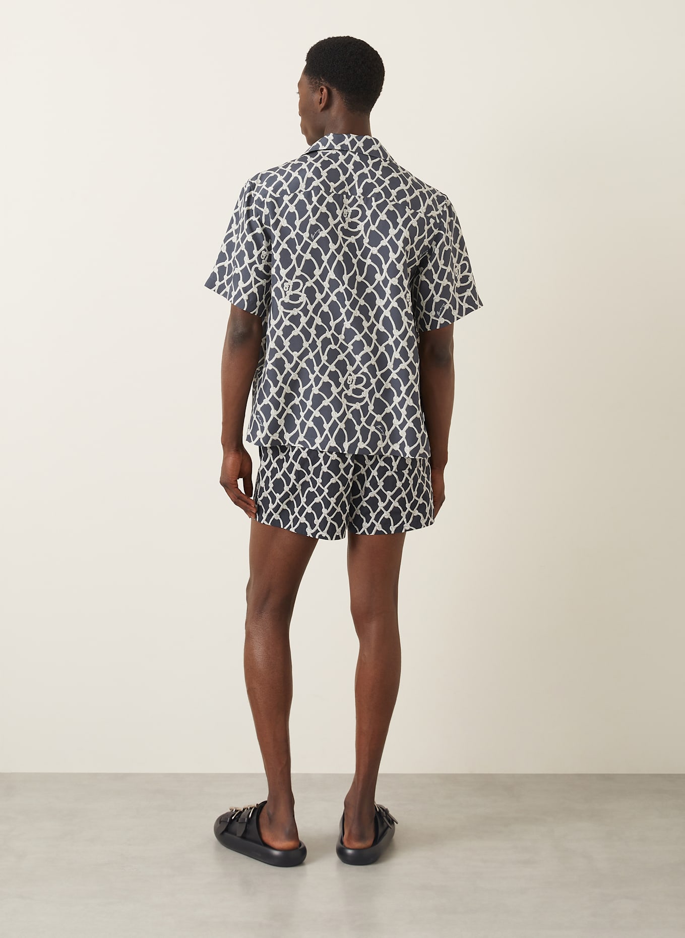 BURBERRY Koszula z klapami comfort fit z jedwabiu: GRANATOWY/ BIAŁY/ SZARY