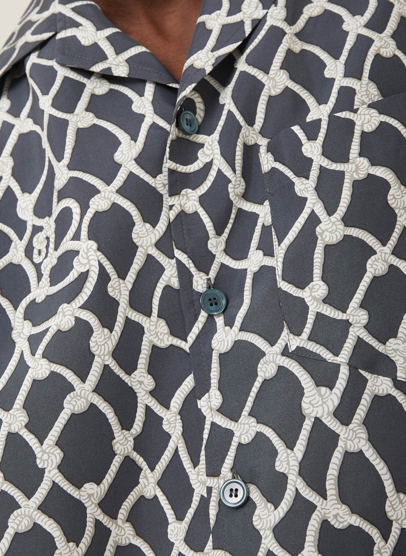 BURBERRY Koszula z klapami comfort fit z jedwabiu: GRANATOWY/ BIAŁY/ SZARY