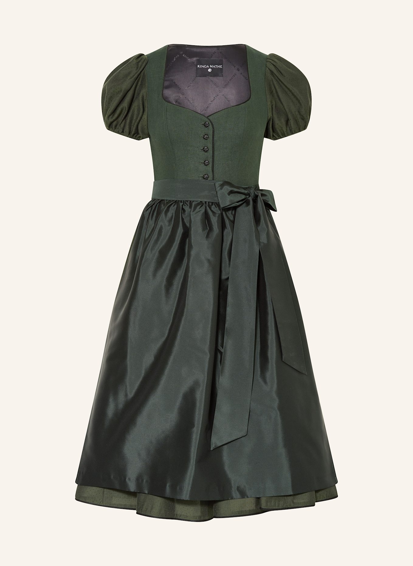 KINGA MATHE Dirndl SANREMO with linen: DARK GREEN
