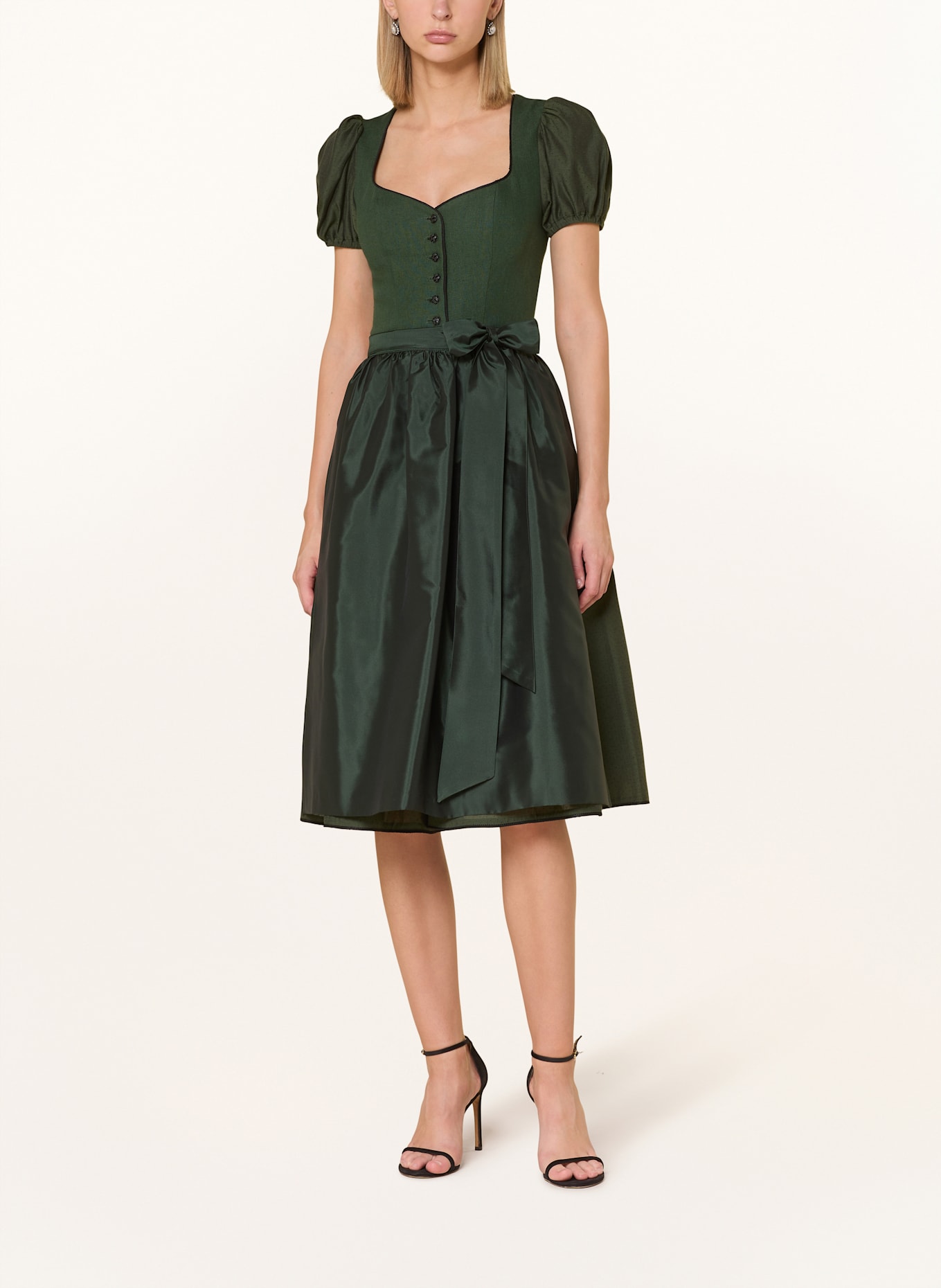 KINGA MATHE Dirndl SANREMO with linen: DARK GREEN