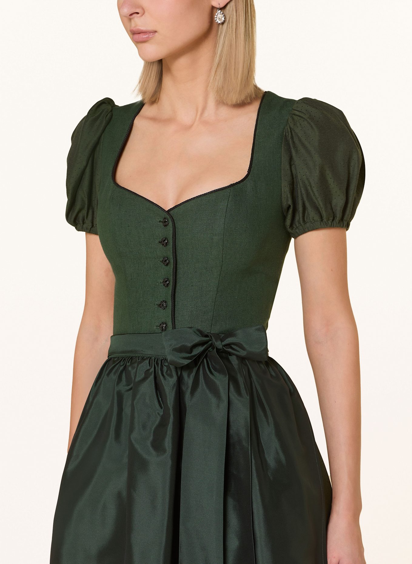 KINGA MATHE Dirndl SANREMO with linen: DARK GREEN