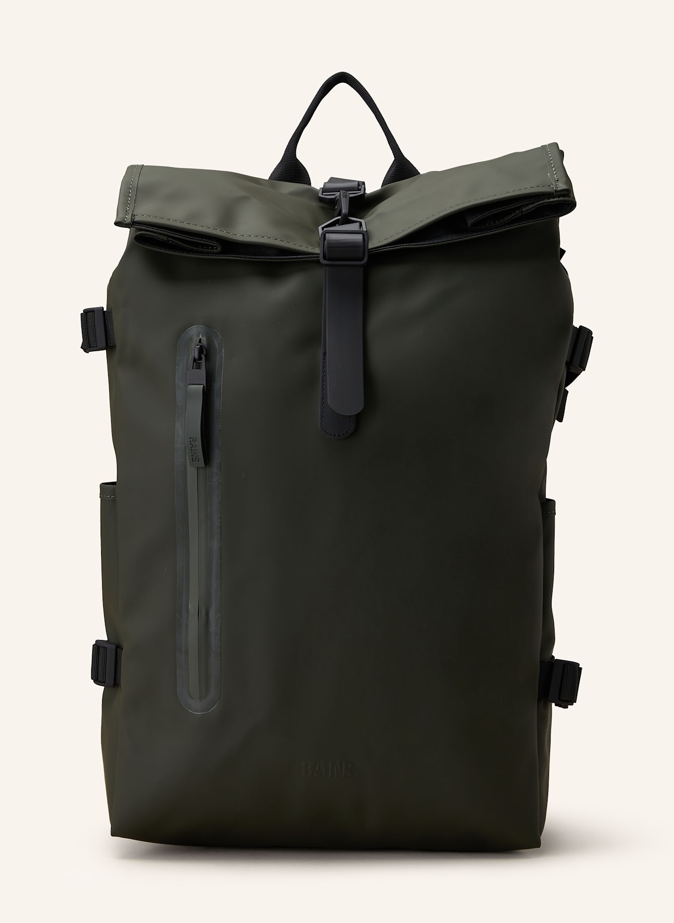 RAINS ROLLTOP LARGE backpack with laptop compartment: KHAKI