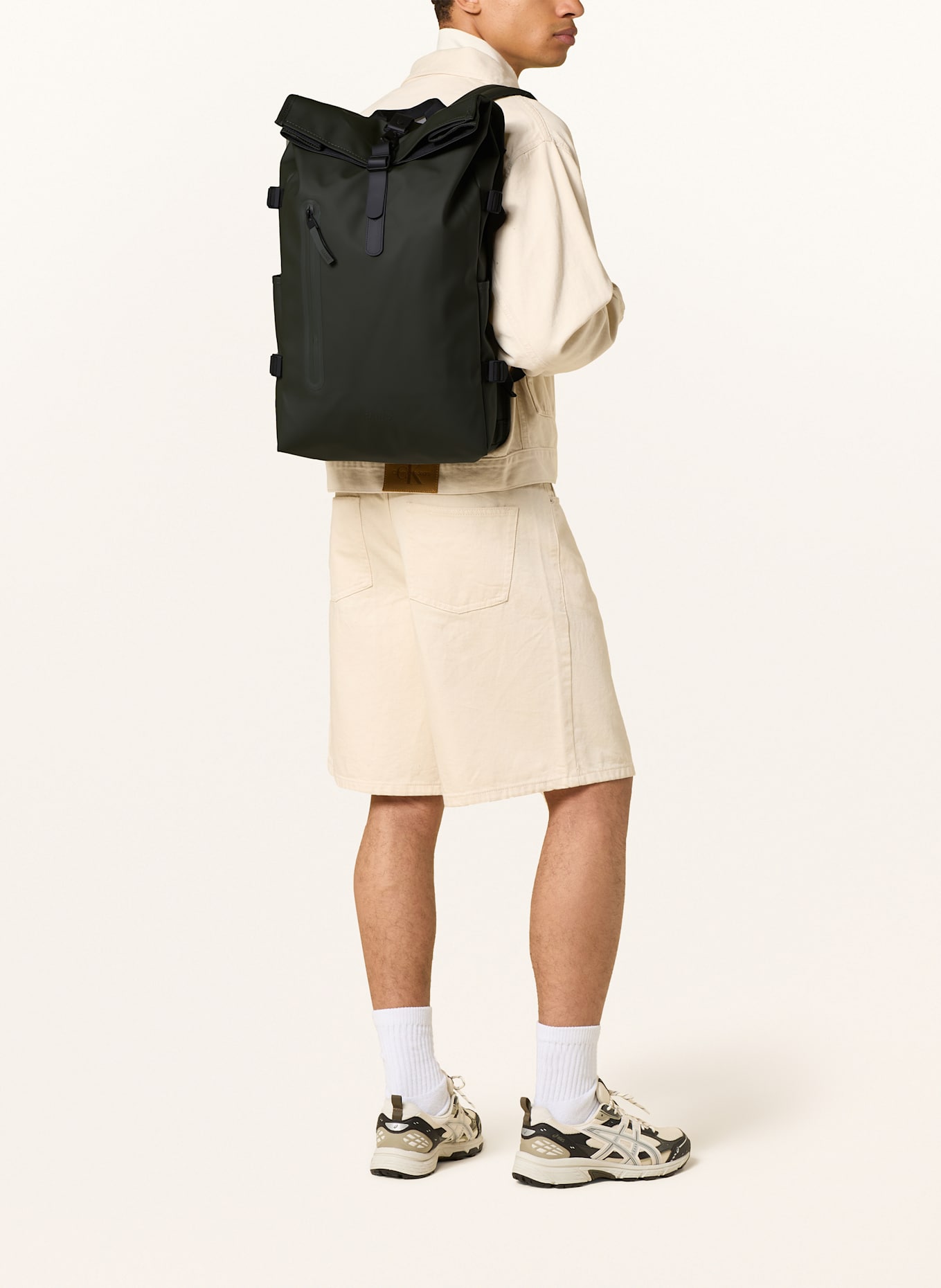 RAINS ROLLTOP LARGE backpack with laptop compartment: KHAKI