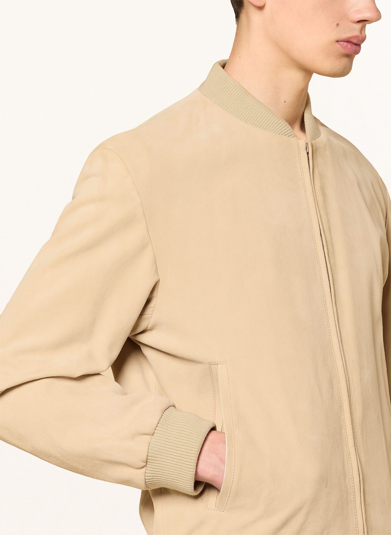 BOSS Lederblouson MILO: CREME