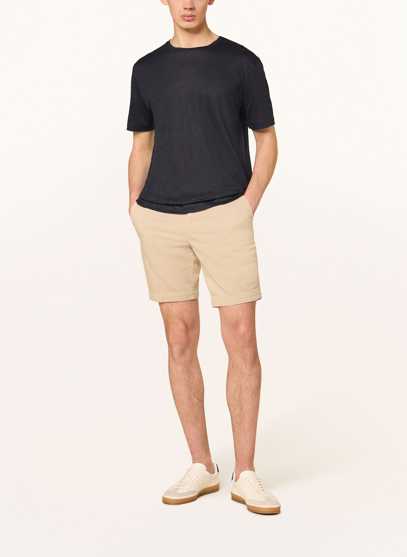 BOSS T-Shirt TAUT aus Leinen: DUNKELBLAU