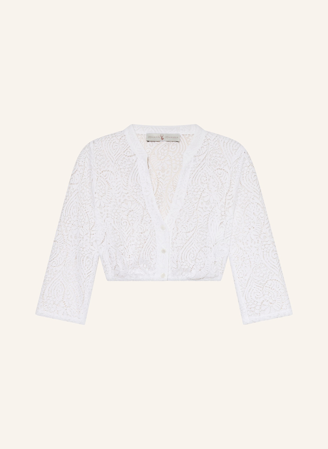 Johann & Johanna Dirndl blouse with 3/4 lace sleeves: WHITE