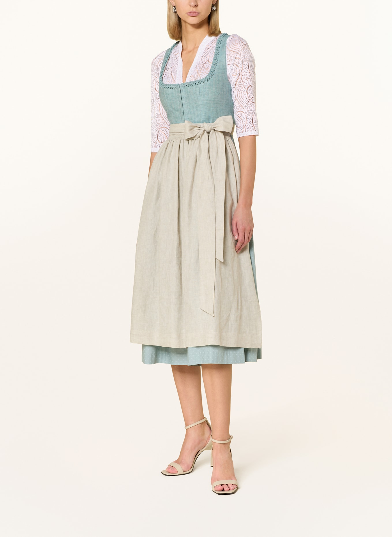 Johann & Johanna Dirndl blouse with 3/4 lace sleeves: WHITE