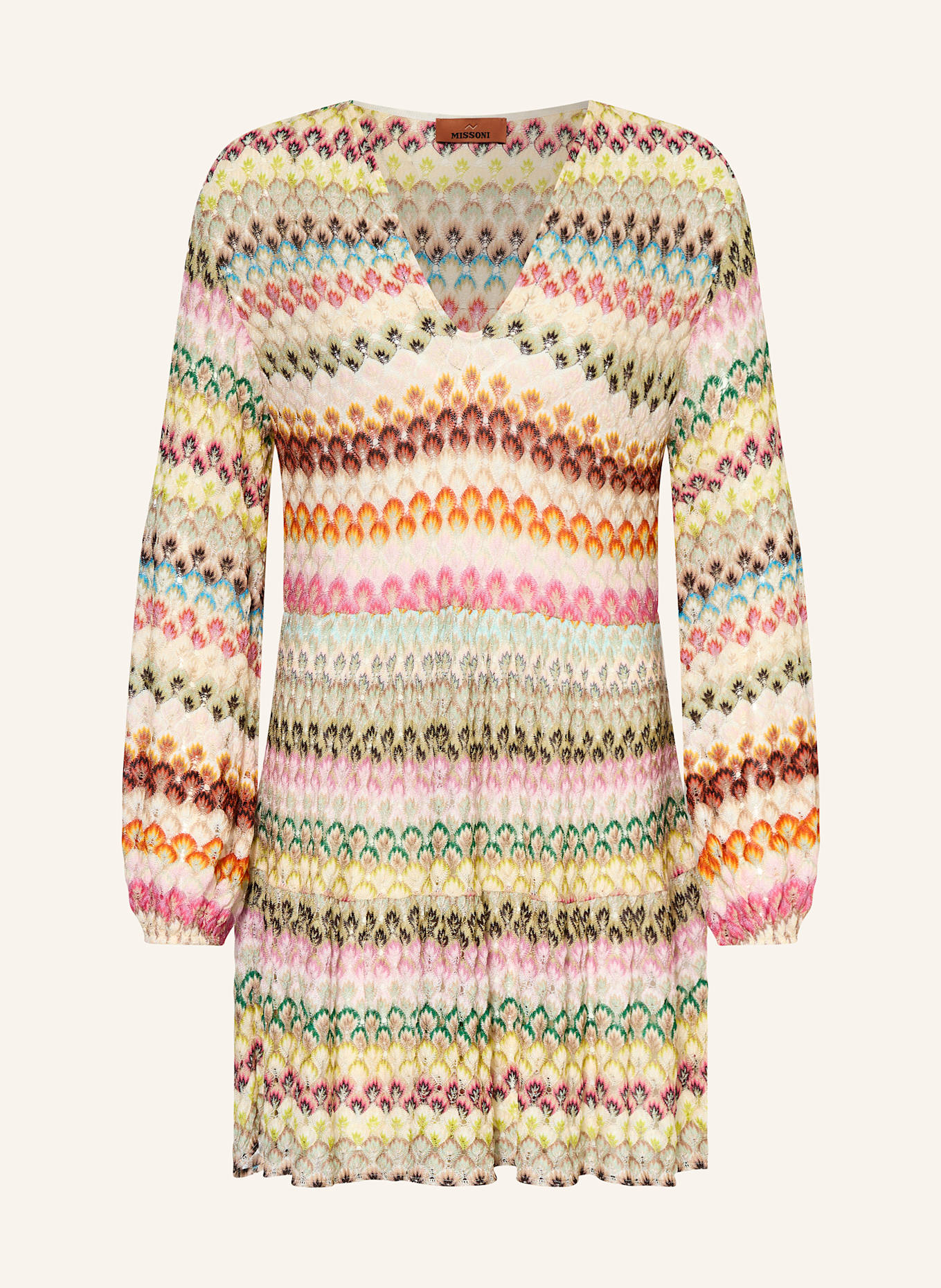 MISSONI Kleid: HELLGRÜN / CREME / ROSA