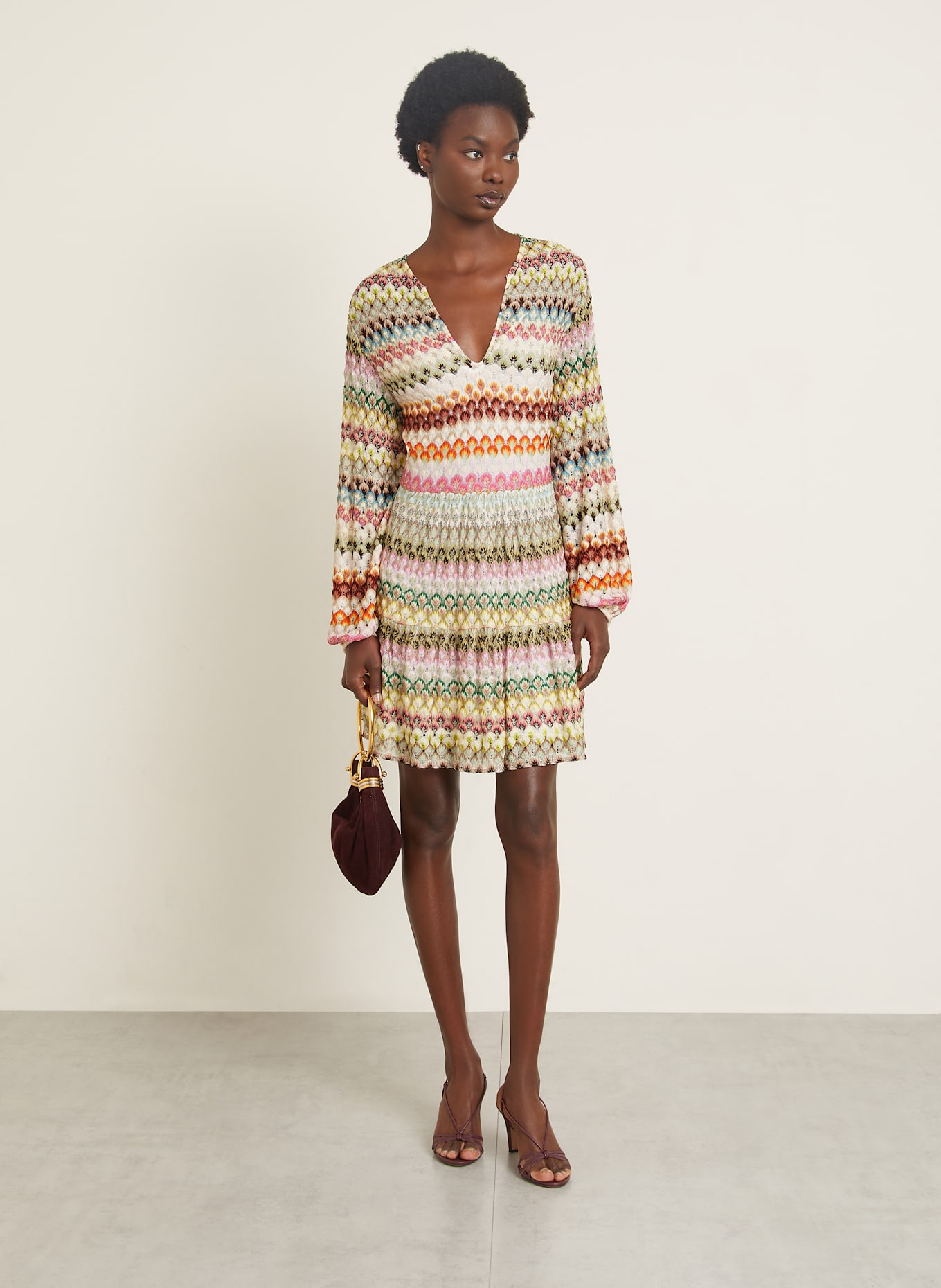 MISSONI Kleid: HELLGRÜN / CREME / ROSA