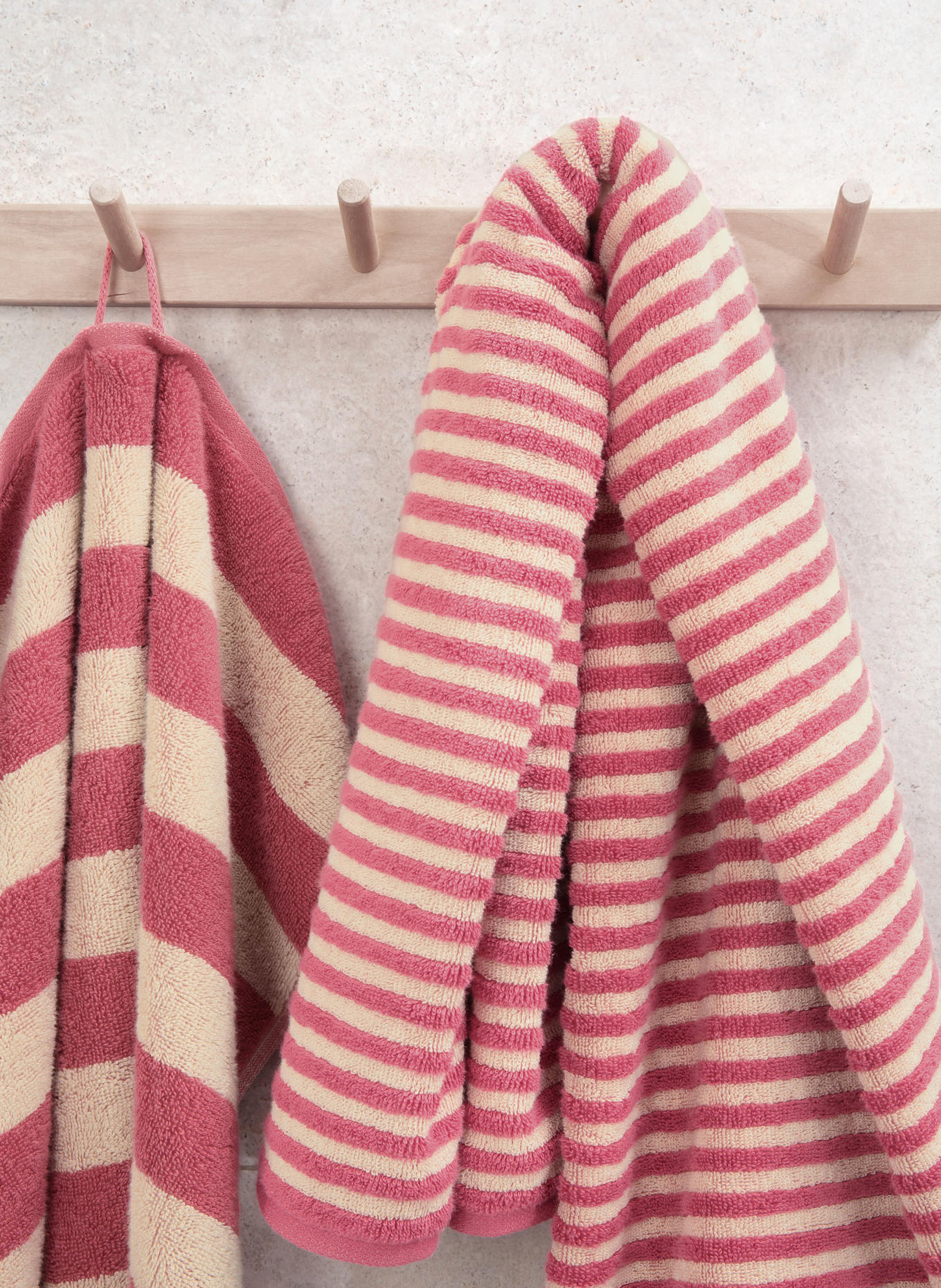 Cawö Handtuch LINES: PINK / ECRU