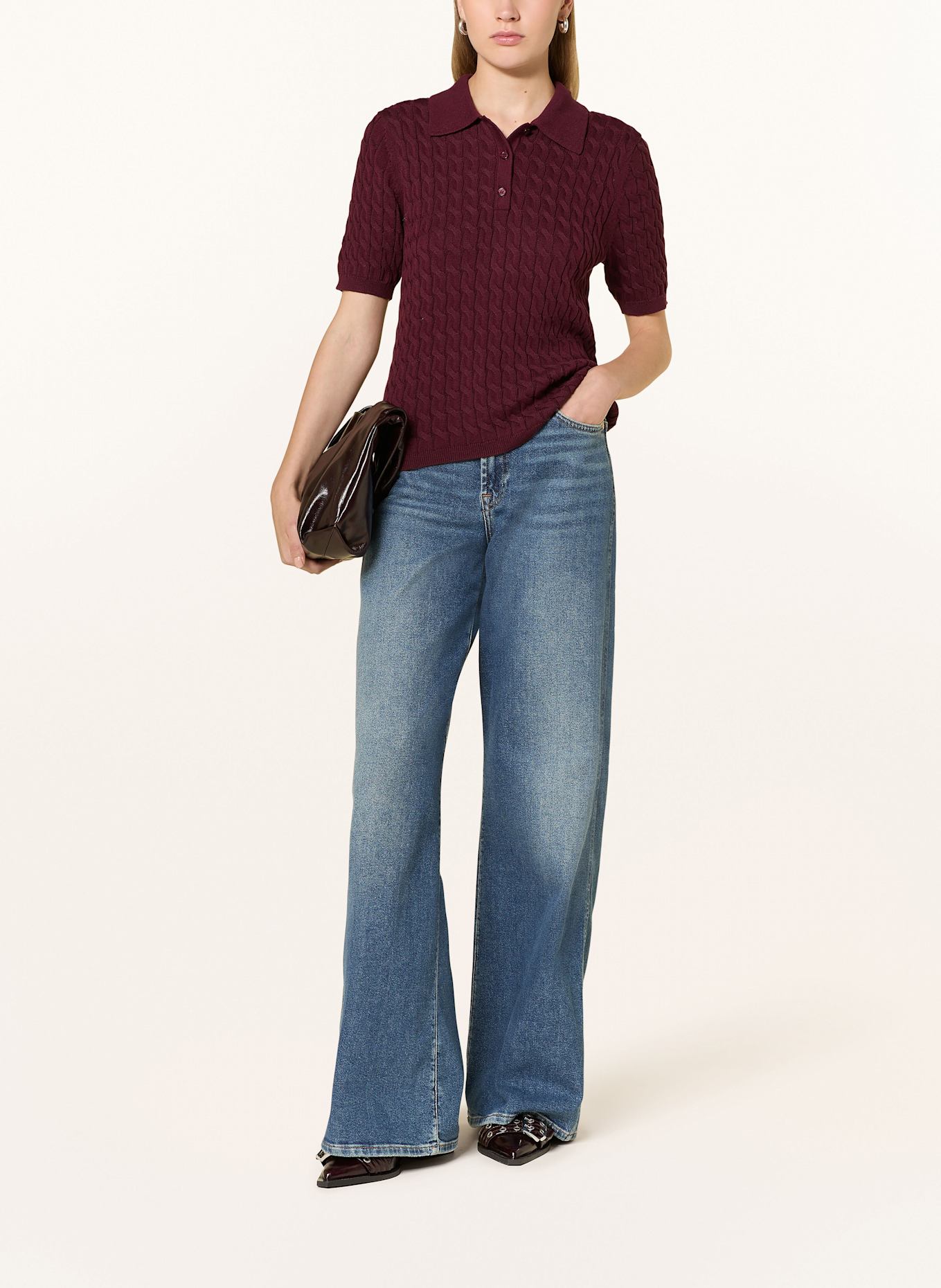 darling harbour Strick-Poloshirt: DUNKELROT