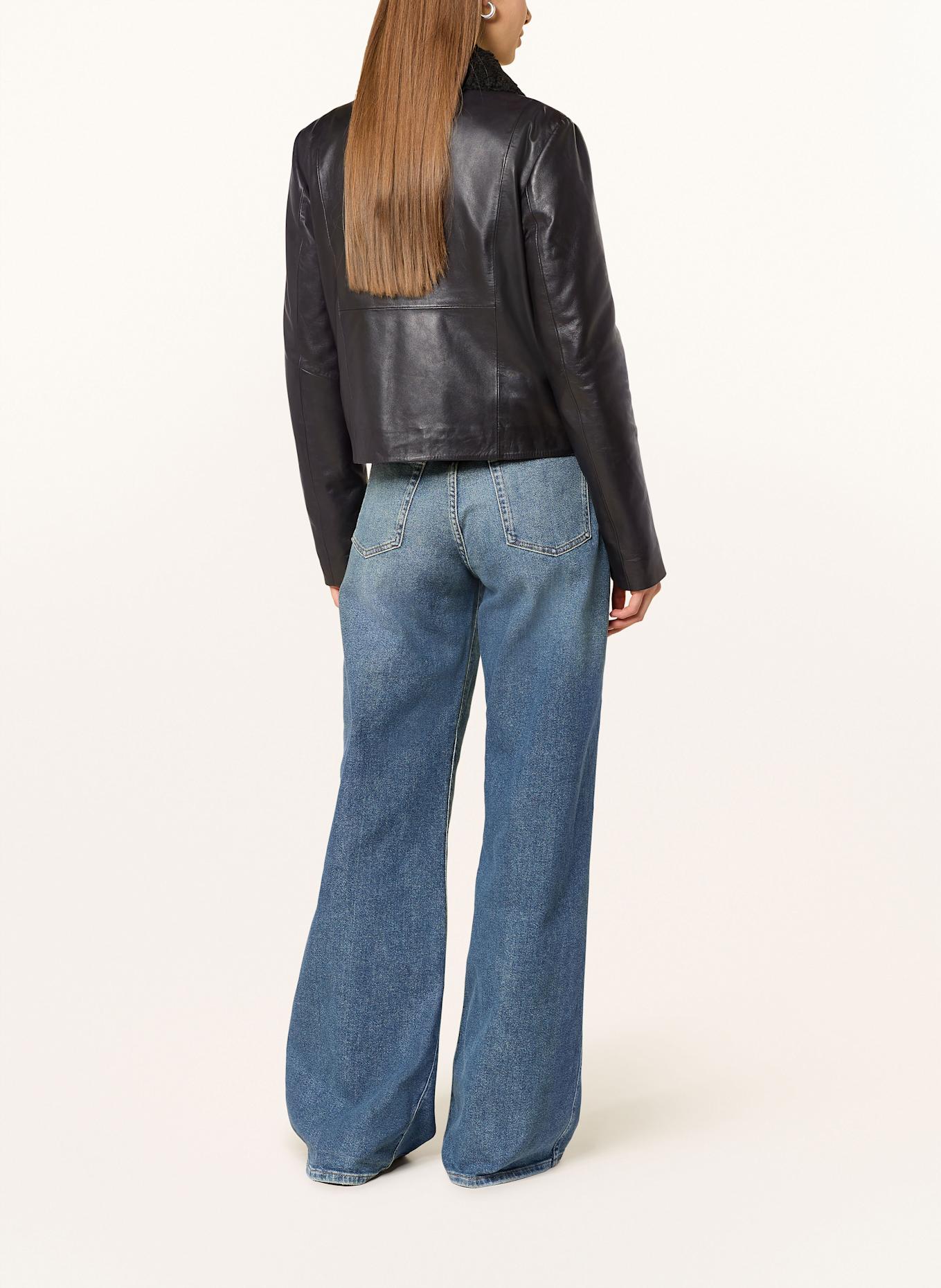 darling harbour Lederjacke mit abnehmbarem Teddyfell: BLACK