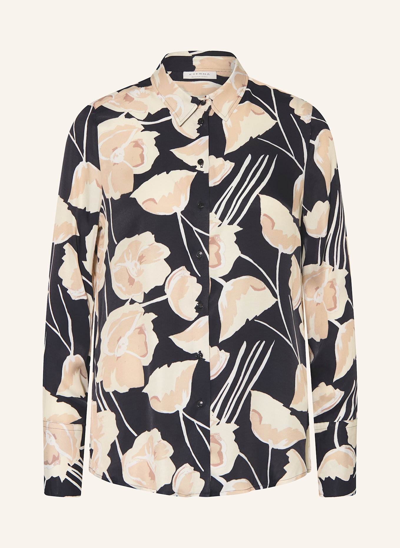 ETERNA Hemdbluse aus Satin: SCHWARZ / BEIGE / ECRU