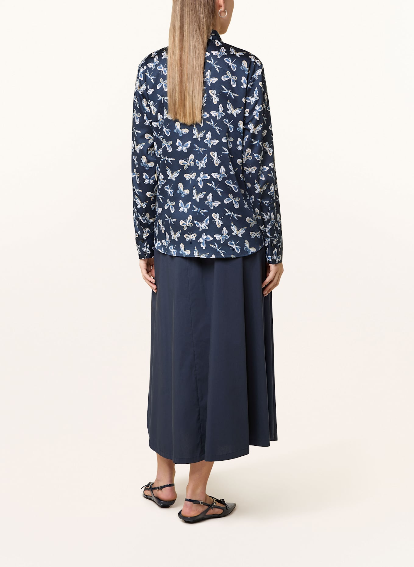 ETERNA Hemdbluse: DUNKELBLAU / BEIGE / WEISS