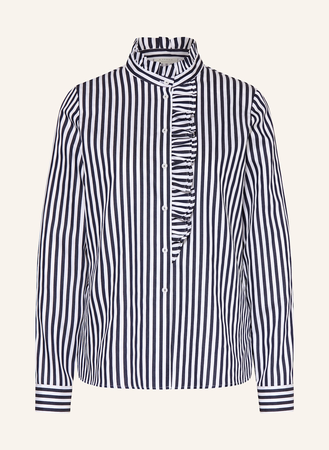 ETERNA Bluse mit Rüschen: WEISS / DUNKELBLAU