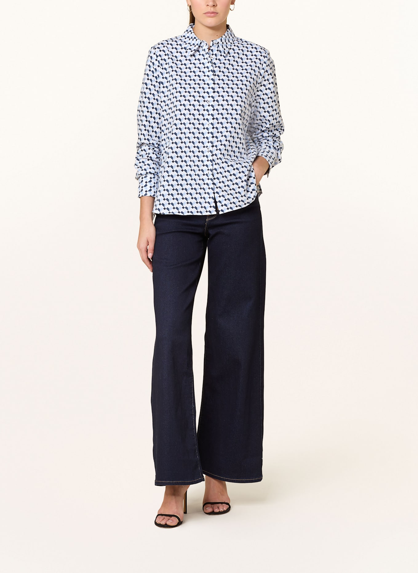 ETERNA Hemdbluse aus Flanell: HELLBLAU / DUNKELBLAU / WEISS