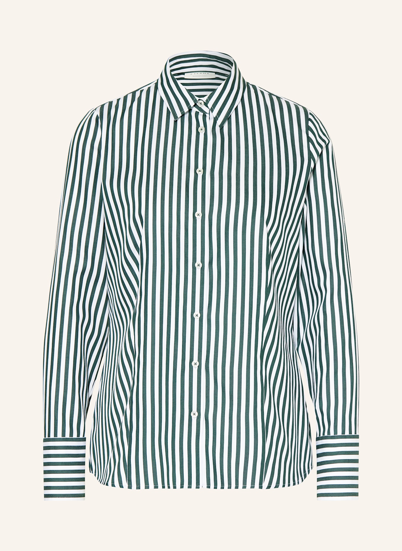 ETERNA Hemdbluse: WEISS / DUNKELGRÜN