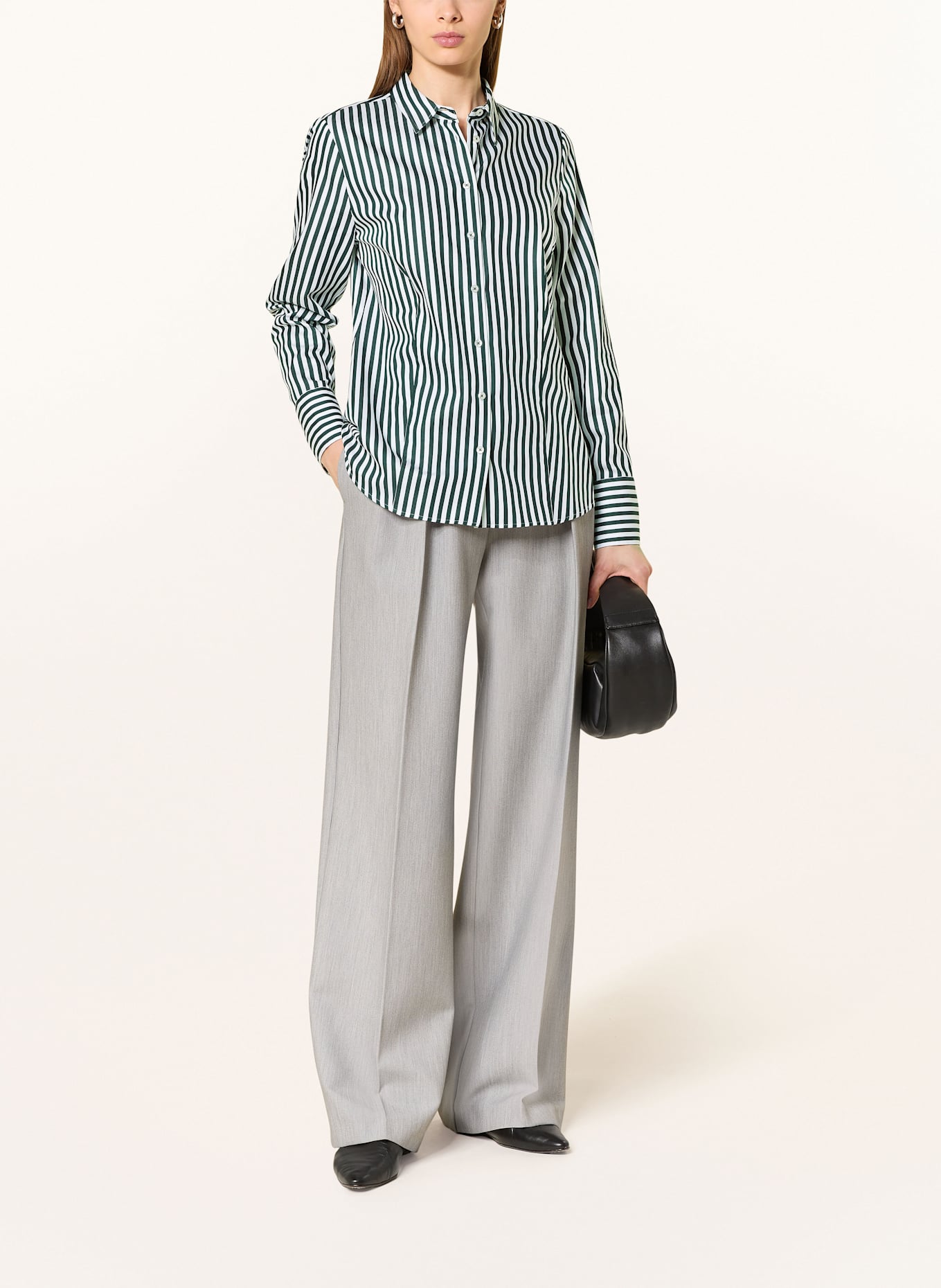 ETERNA Hemdbluse: WEISS / DUNKELGRÜN