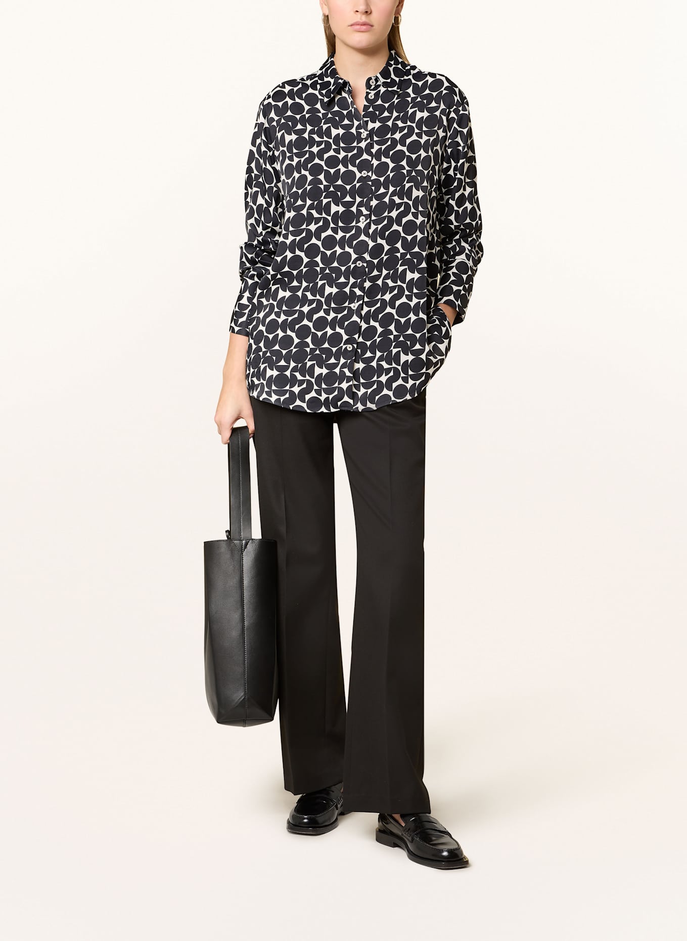 ETERNA Hemdbluse aus Satin: SCHWARZ / ECRU