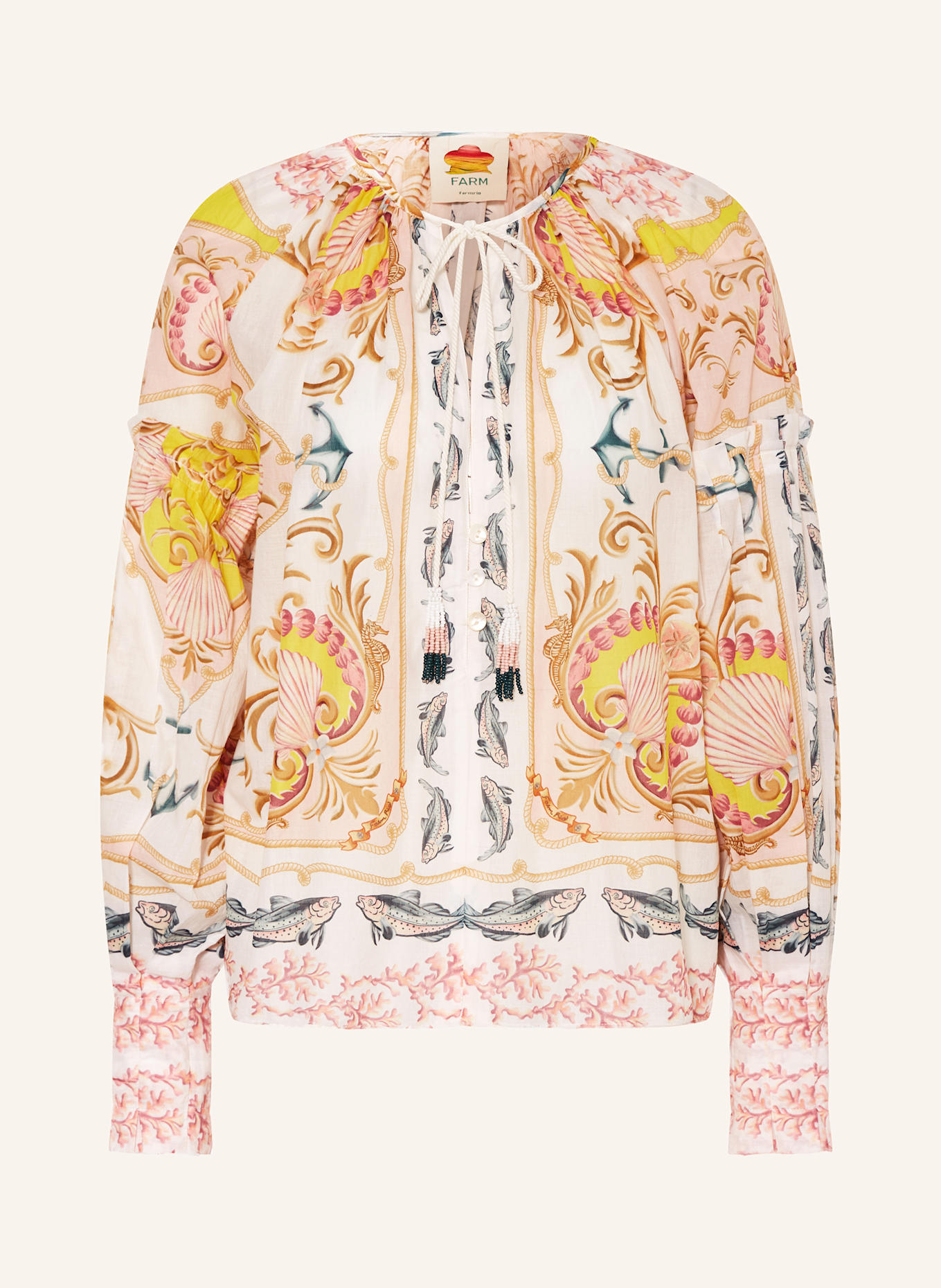 FARM RIO Blusenshirt MARITIME MAGIC: WEISS / GELB / ROSA