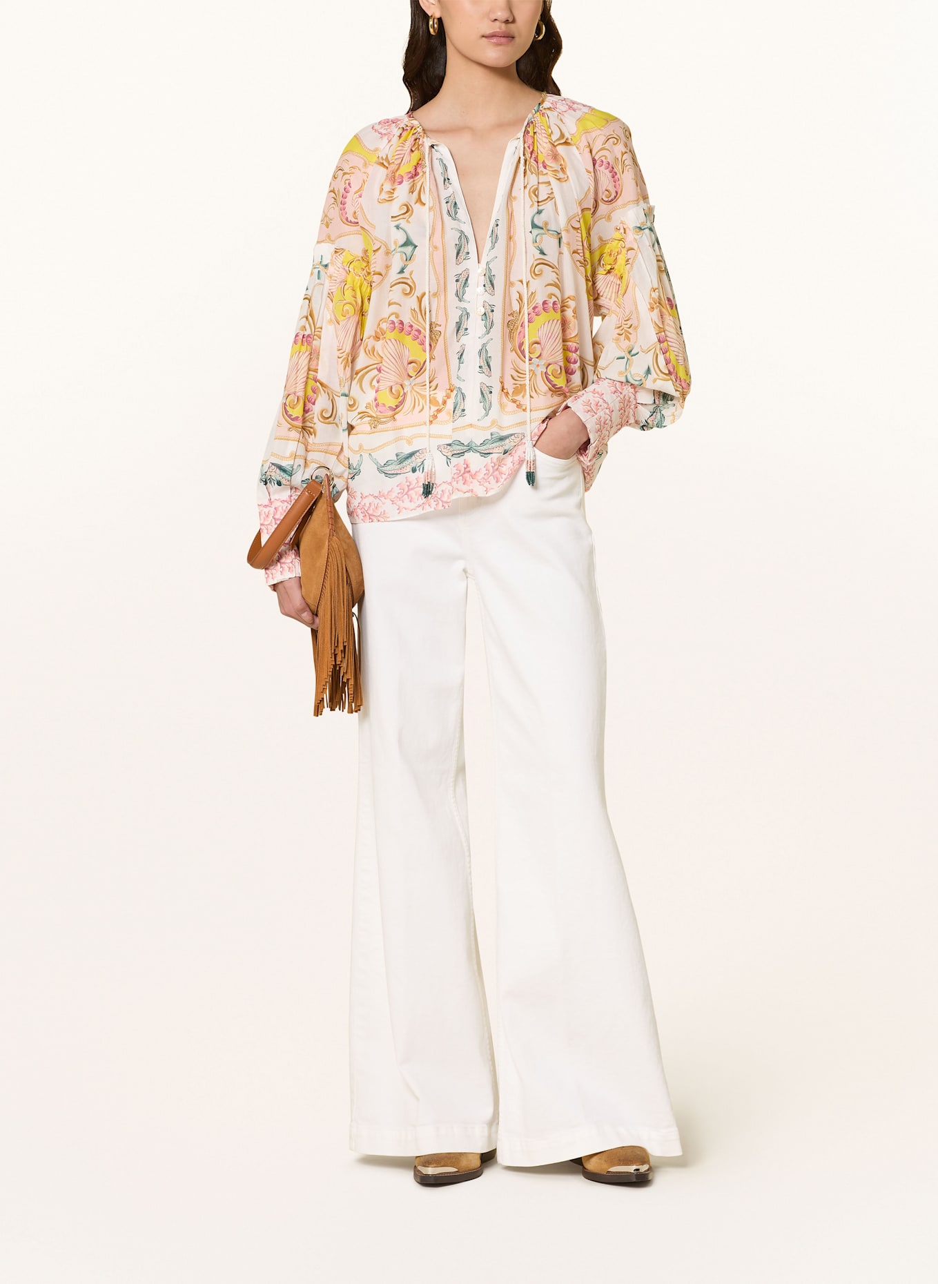 FARM RIO Blusenshirt MARITIME MAGIC: WEISS / GELB / ROSA