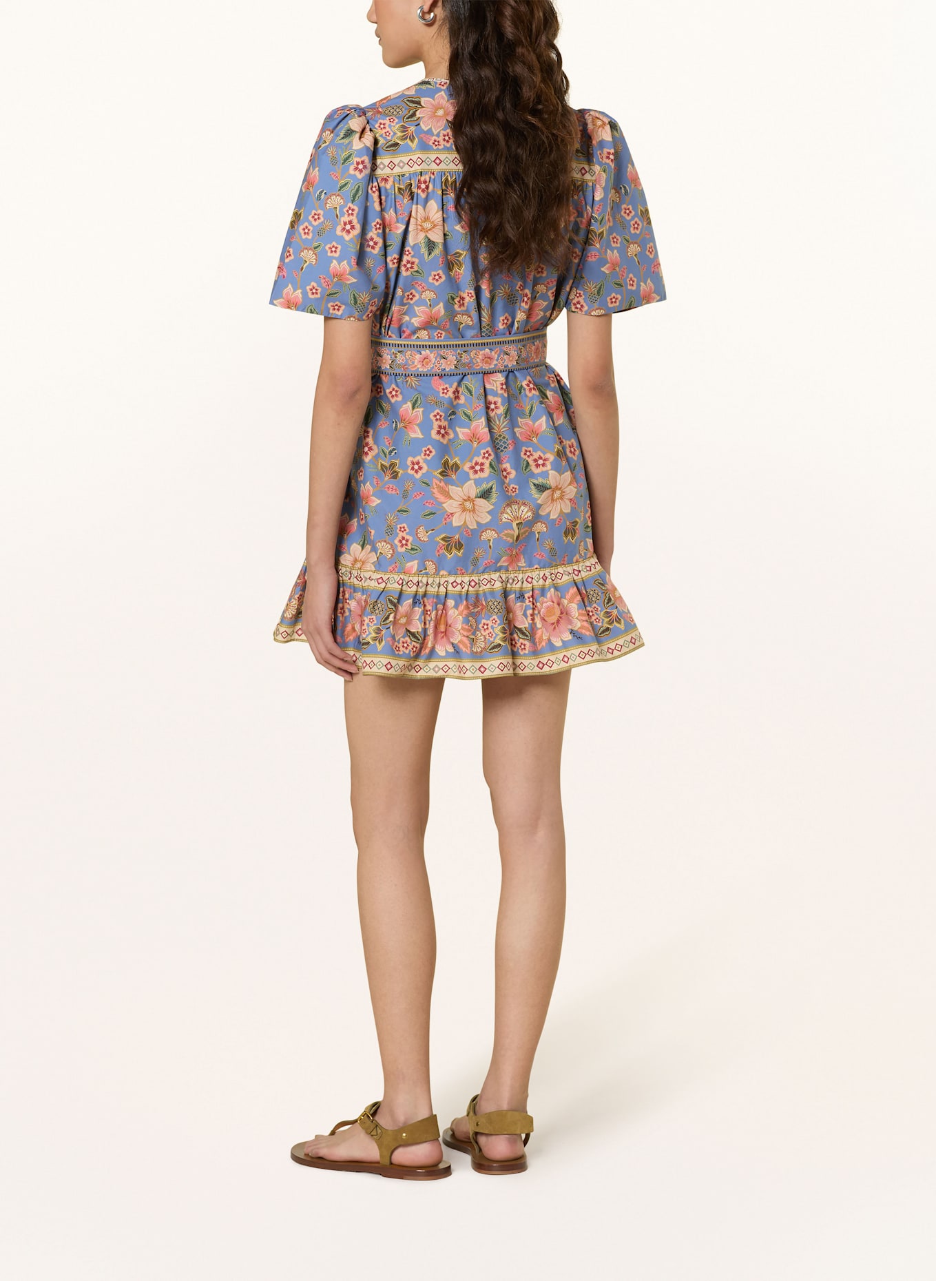 FARM RIO Kleid mit Rüschen und Volants: HELLBLAU / PINK / CREME