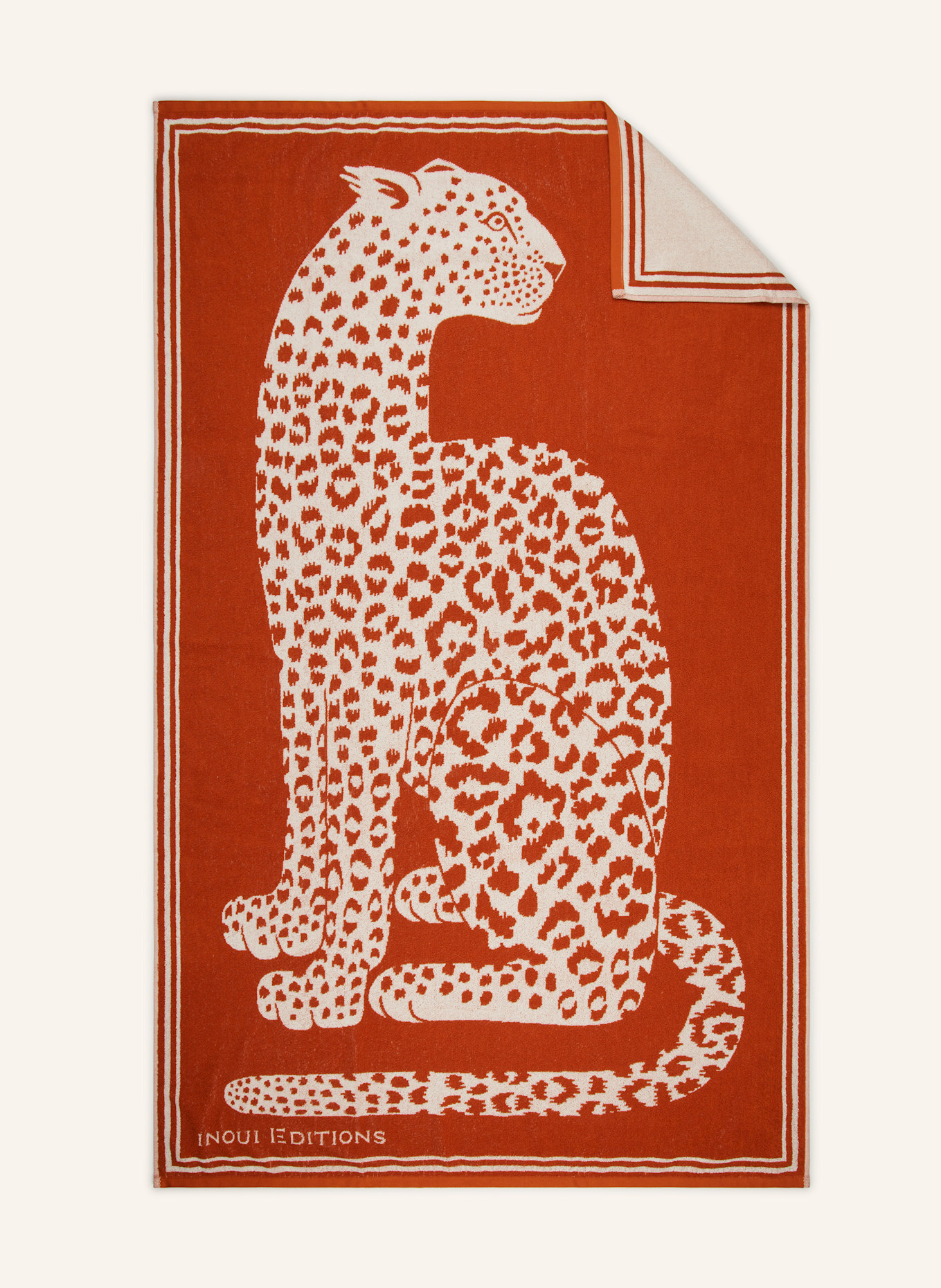 INOUI EDITIONS Strandtuch LEO: DUNKELORANGE / CREME