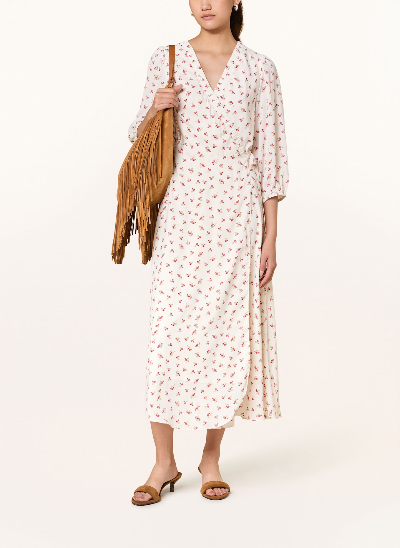 NEO NOIR Sukienka kopertowa MALINGA z rękawem 3/4: BIAŁY / CZERWONY / ZIELONY