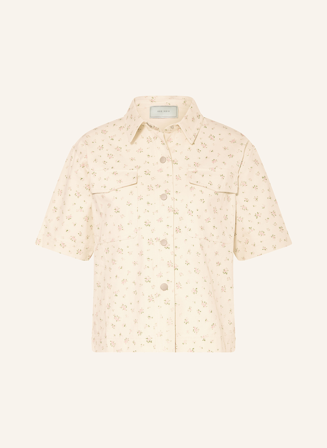 NEO NOIR Jeansbluse TIKI: ECRU / ROSA / GRÜN