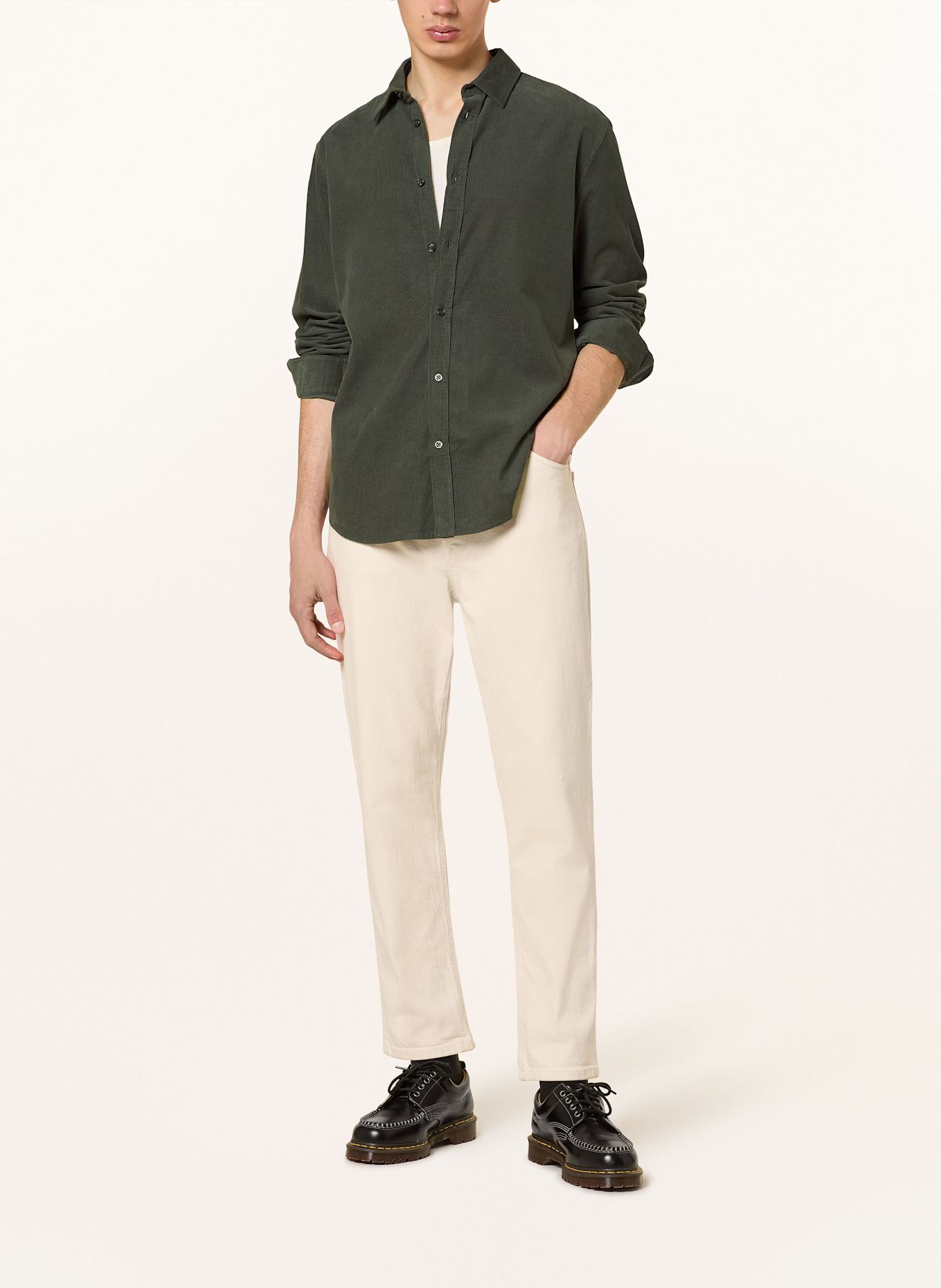 SAMSØE SAMSØE Cordhemd SALIAM Comfort Fit: DUNKELGRÜN