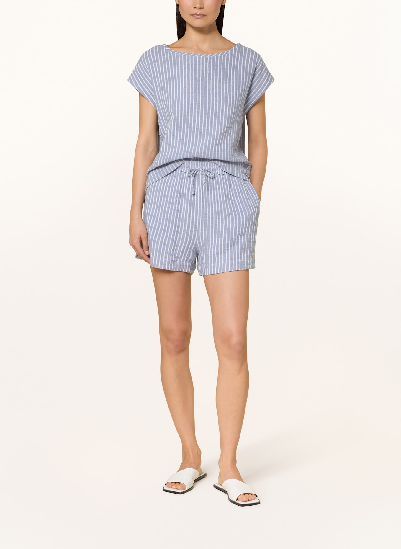 Juvia Musselinshorts VERA: BLAUGRAU / WEISS