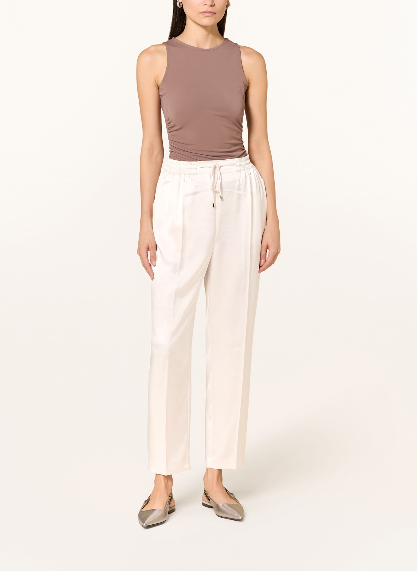 TED BAKER NATORI satin jogger-style trousers: ECRU