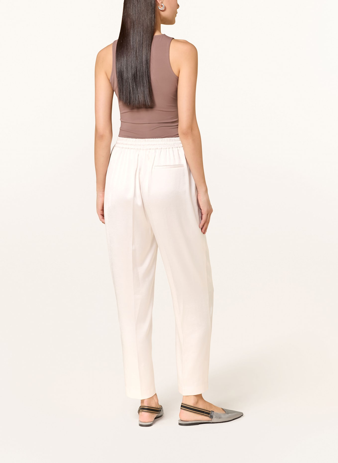 TED BAKER NATORI satin jogger-style trousers: ECRU