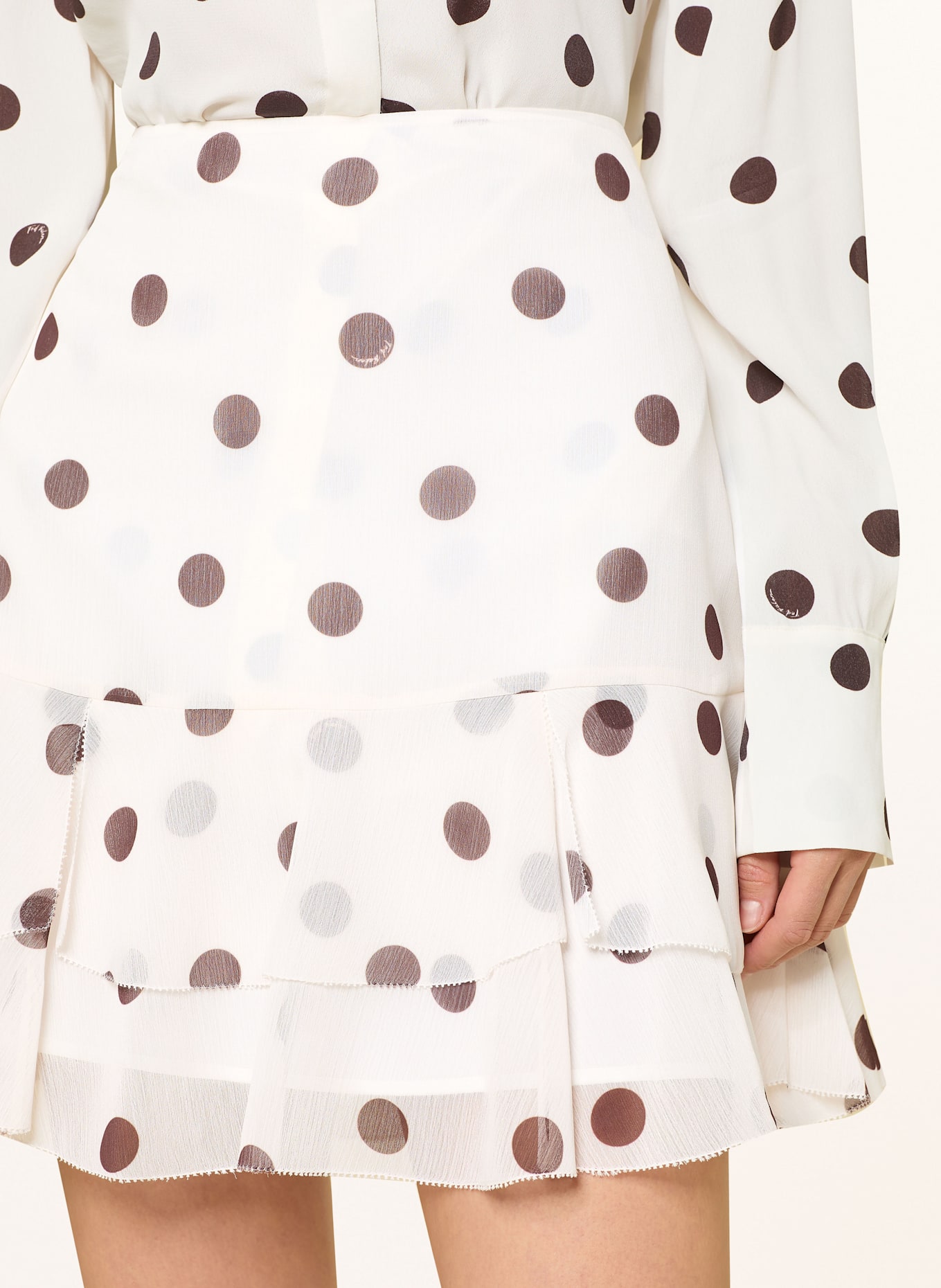TED BAKER Rock ENELLI mit Volants: ECRU/ DUNKELBRAUN