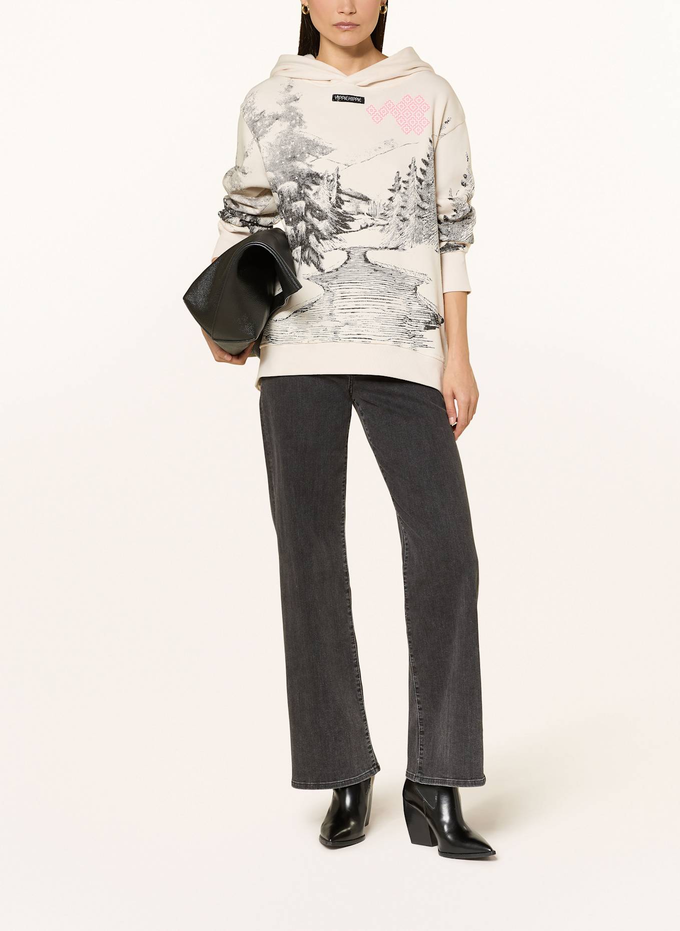 yippie hippie Bluza z kapturem: KREMOWY / BIAŁY