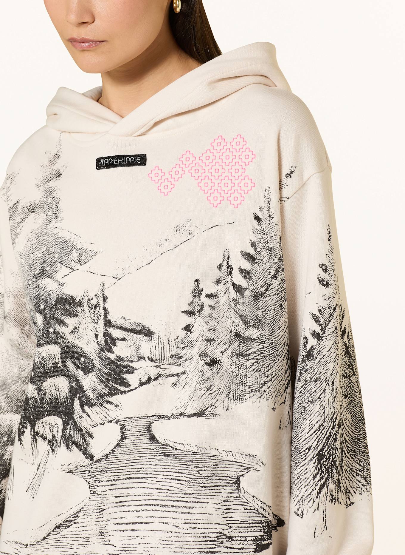 yippie hippie Bluza z kapturem: KREMOWY / BIAŁY