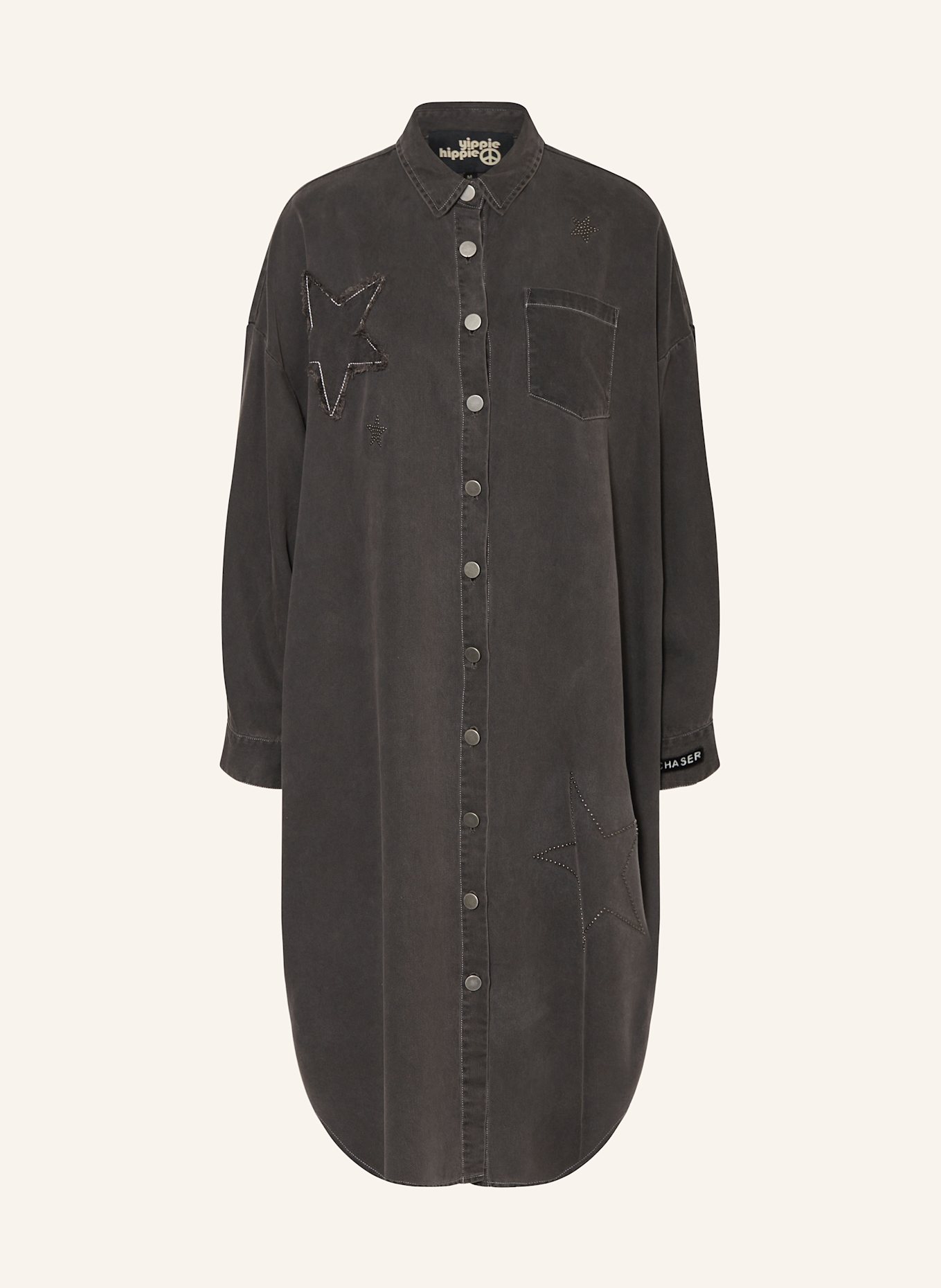 yippie hippie Robe chemise à rivets: GRIS FONCÉ