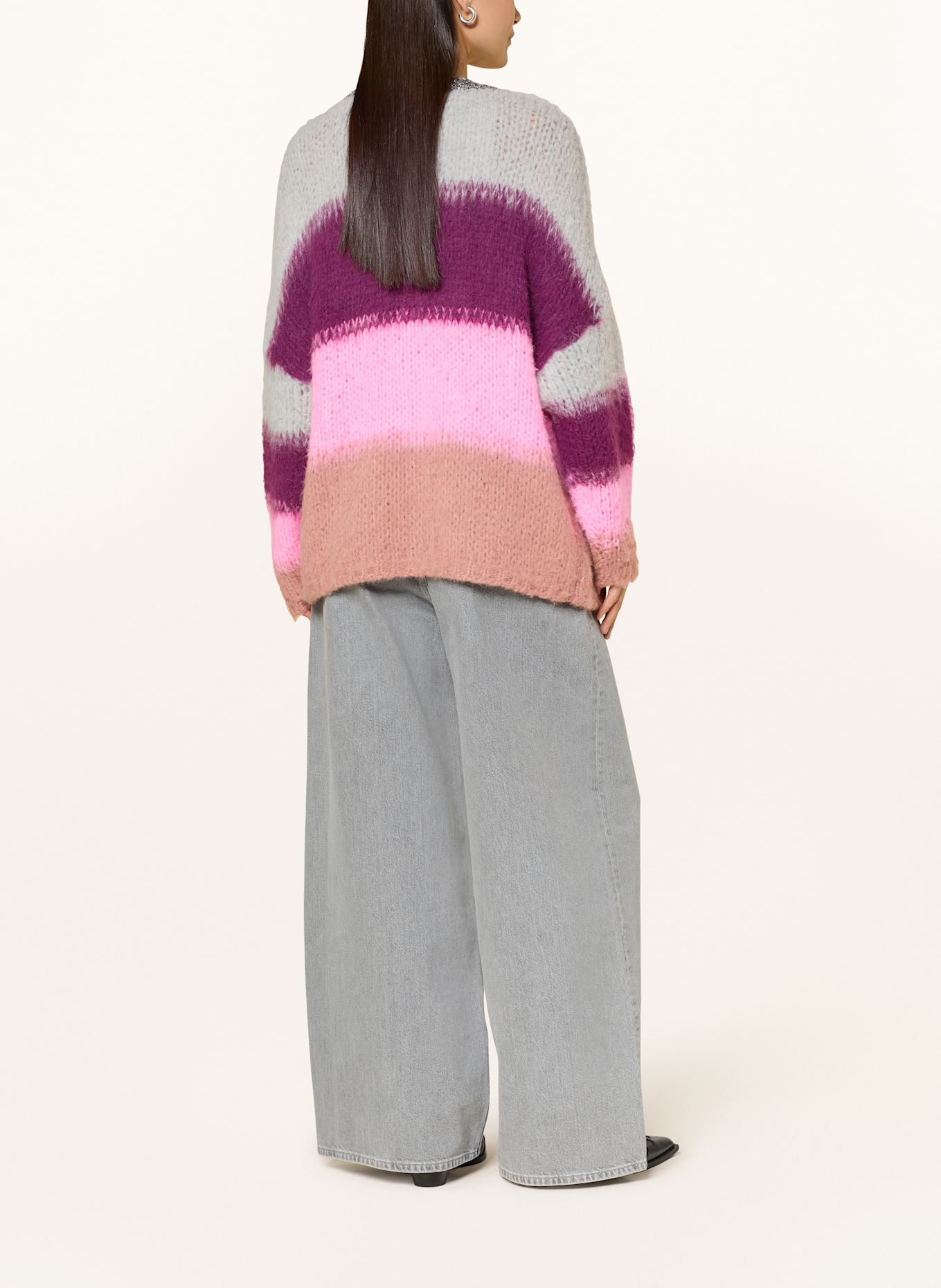 yippie hippie Strickhülle mit Glitzergarn: GRAU / DUNKELLILA / ROSA