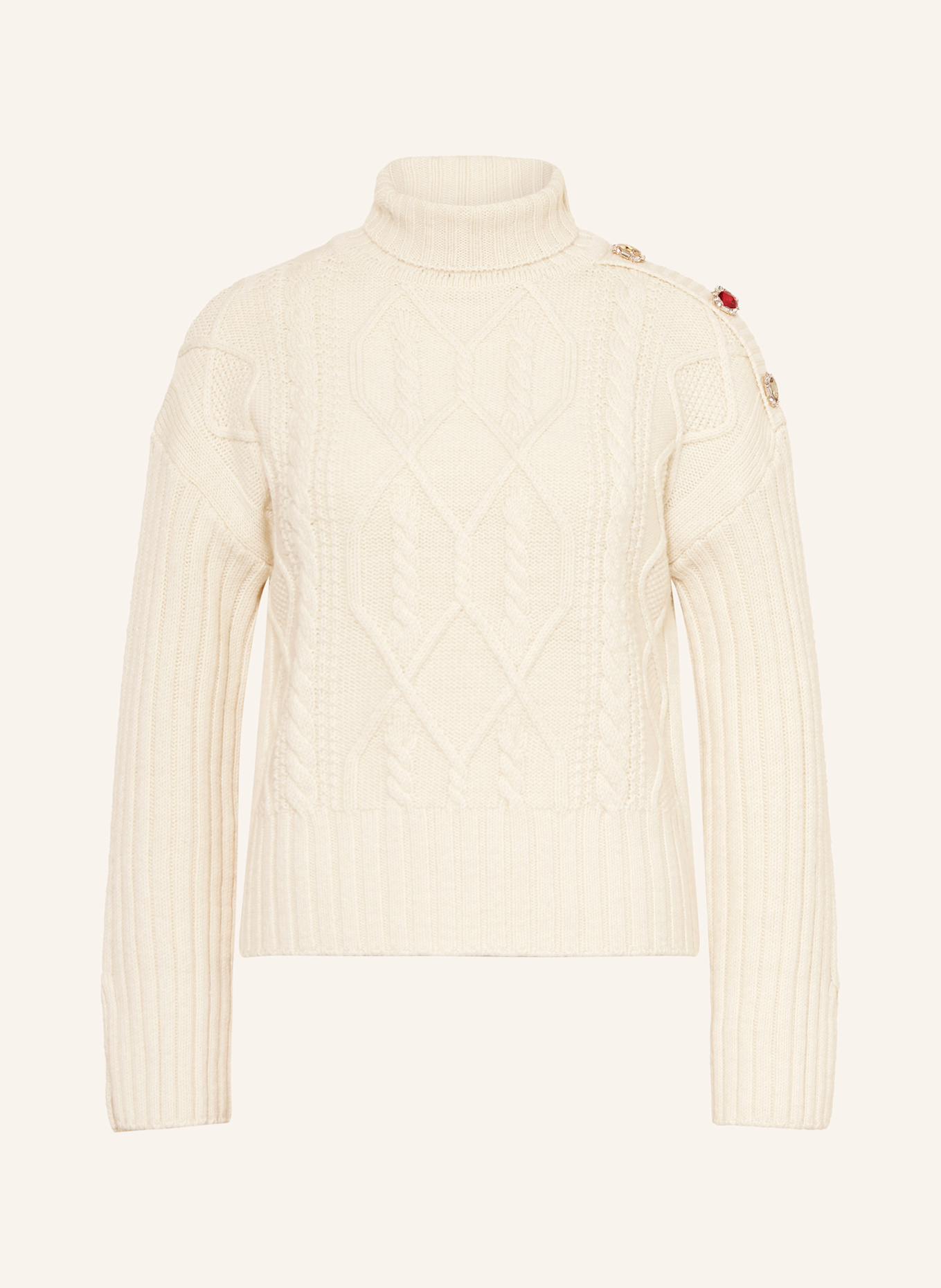 LIU JO Pullover mit Schmucksteinen: WEISS