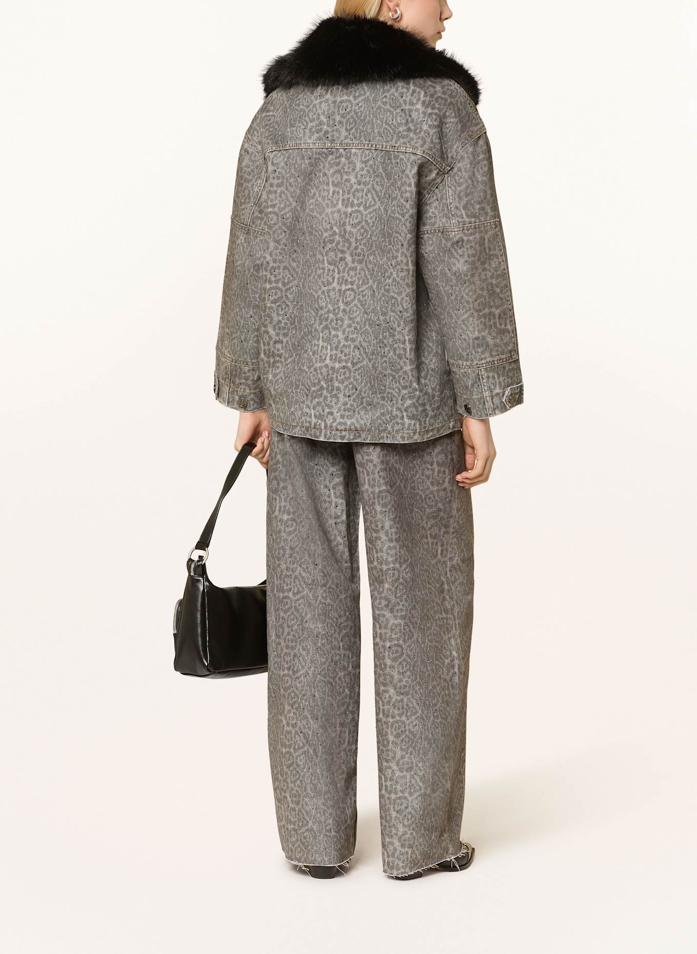 LIU JO Jeansjacke mit abnehmbarem Kunstfell: GRAU / DUNKELGRAU