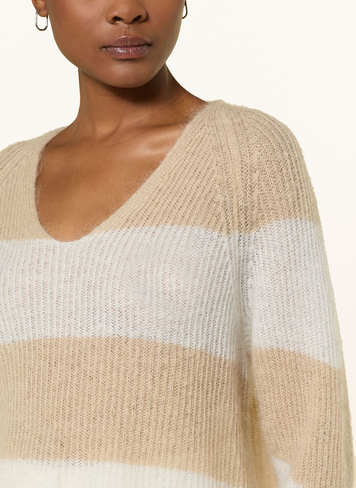 MM Pullover RICETTA mit Mohair: BEIGE / WEISS