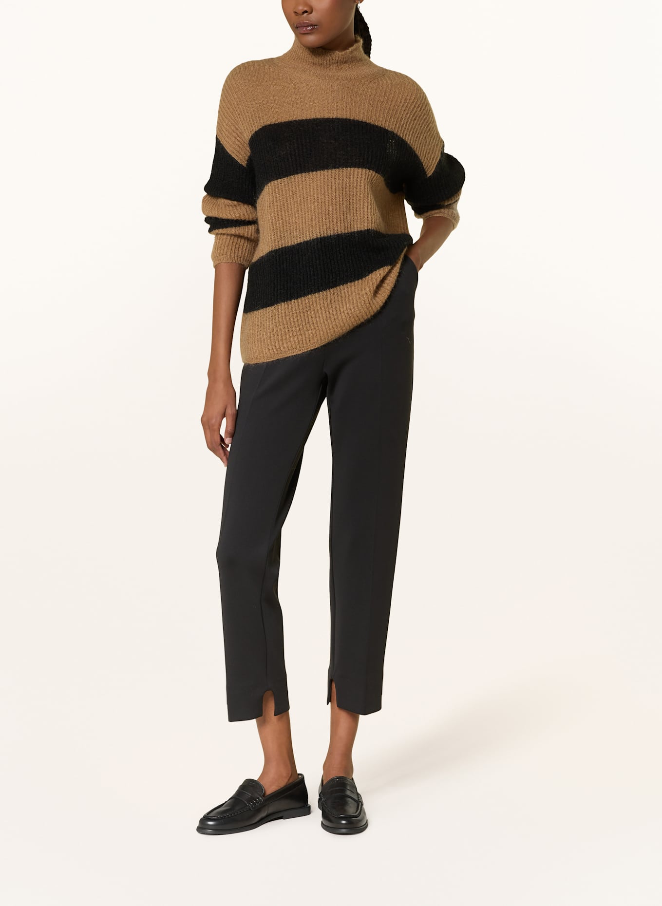 MM Pullover TENNA mit Mohair: CAMEL / SCHWARZ